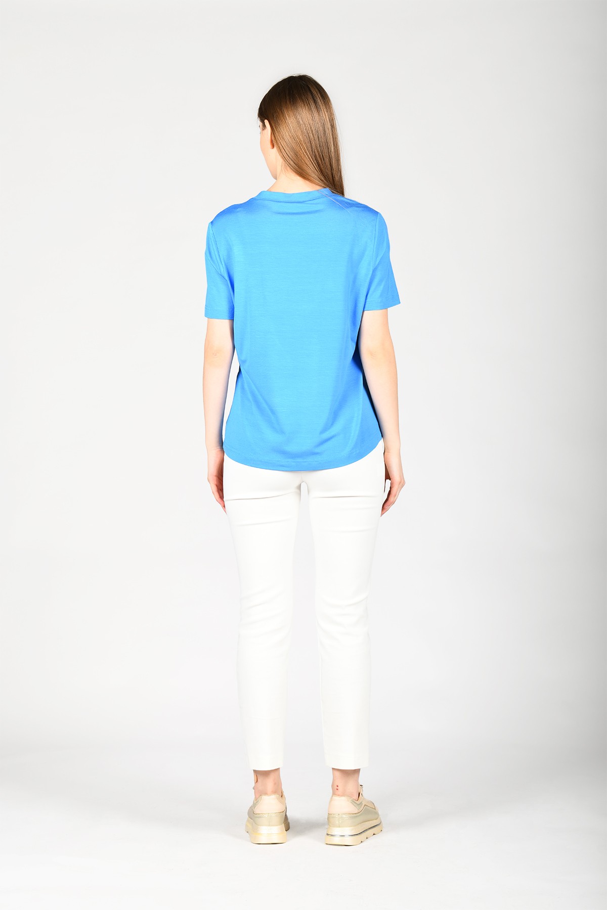 Mavi Taş Baskılı T-Shirt Bluz - LB117