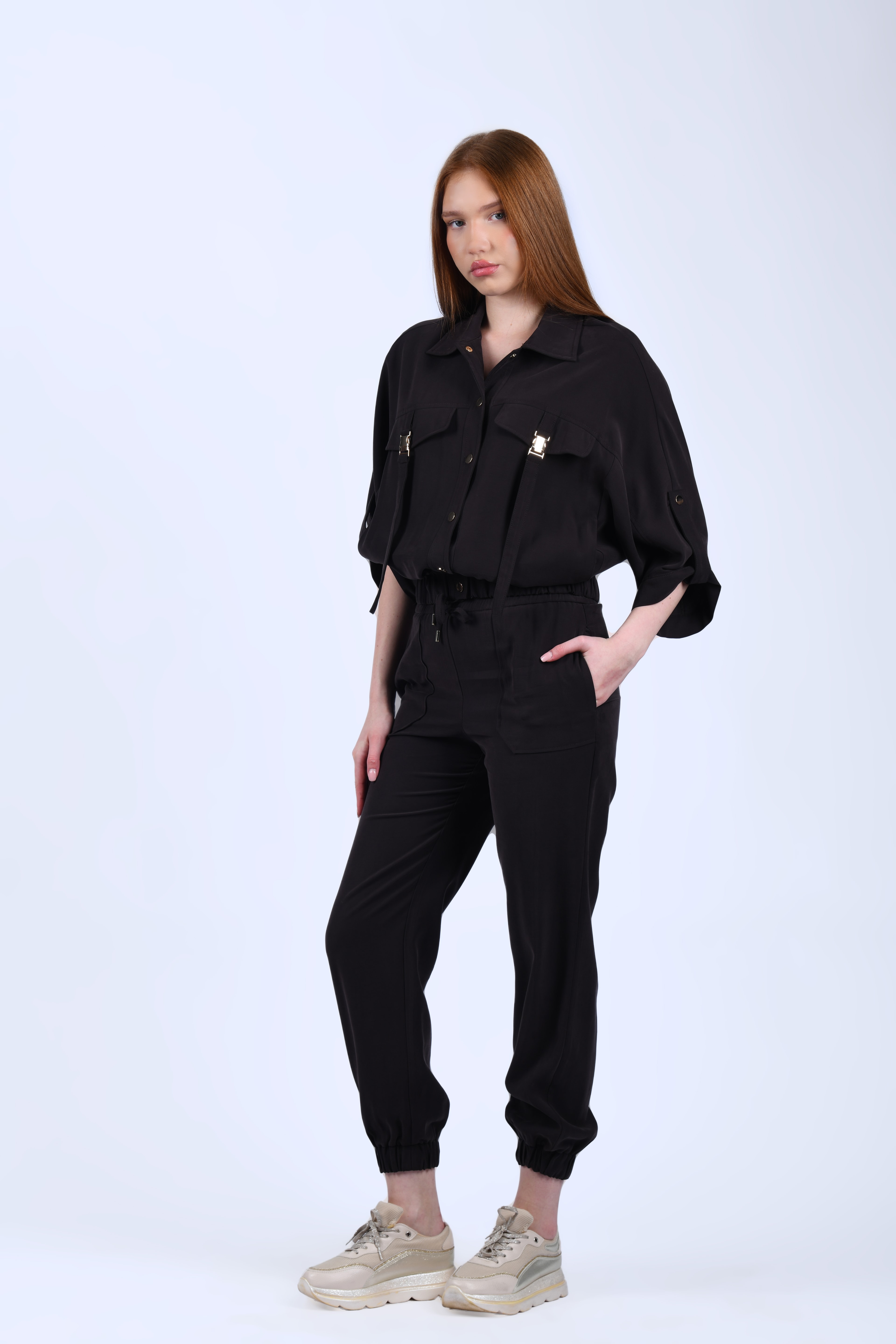 Bitter Kahve Lastik Paçalı Pantolon - QP194