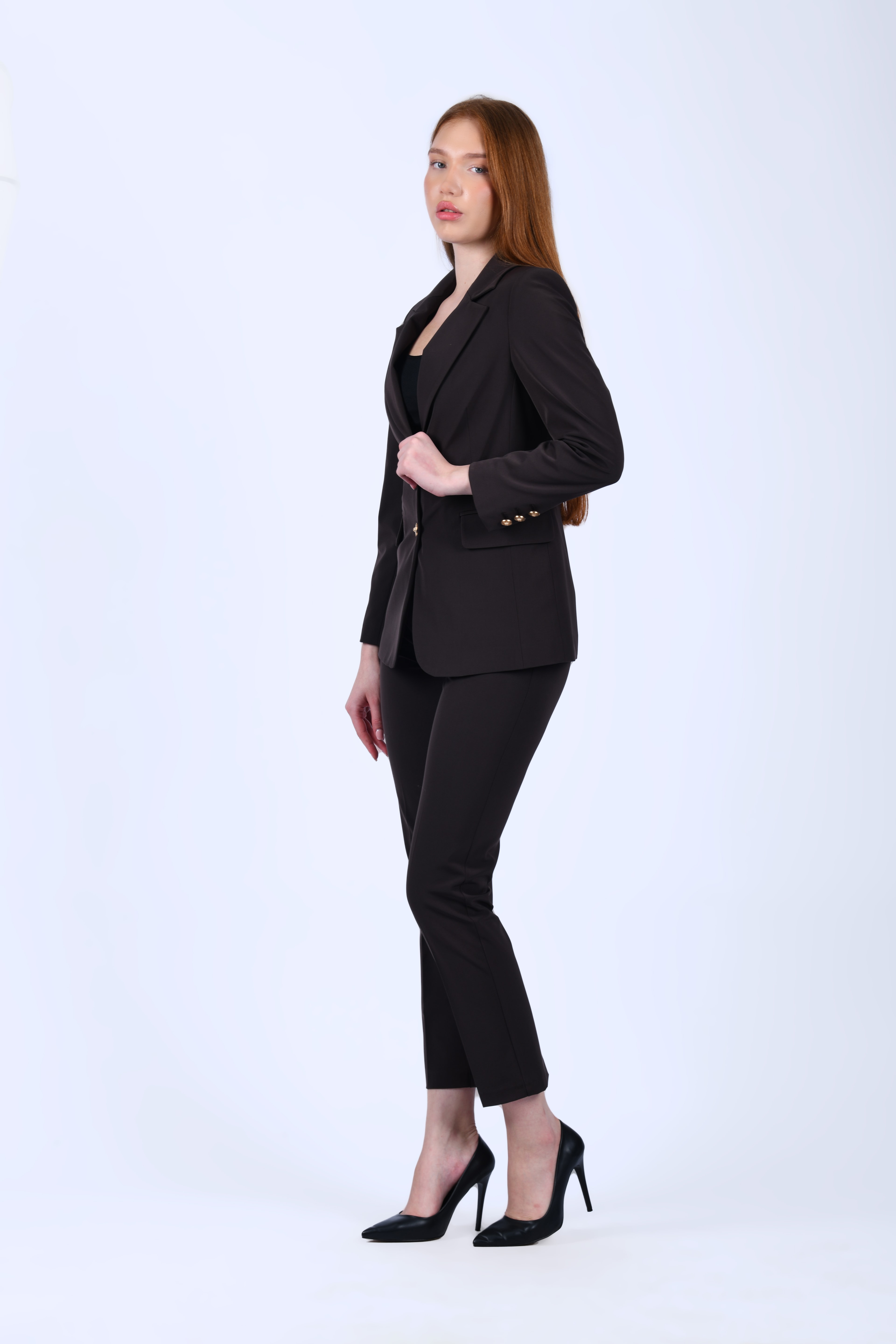 Kahve Straight Fit Kumaş Pantolon - QP193