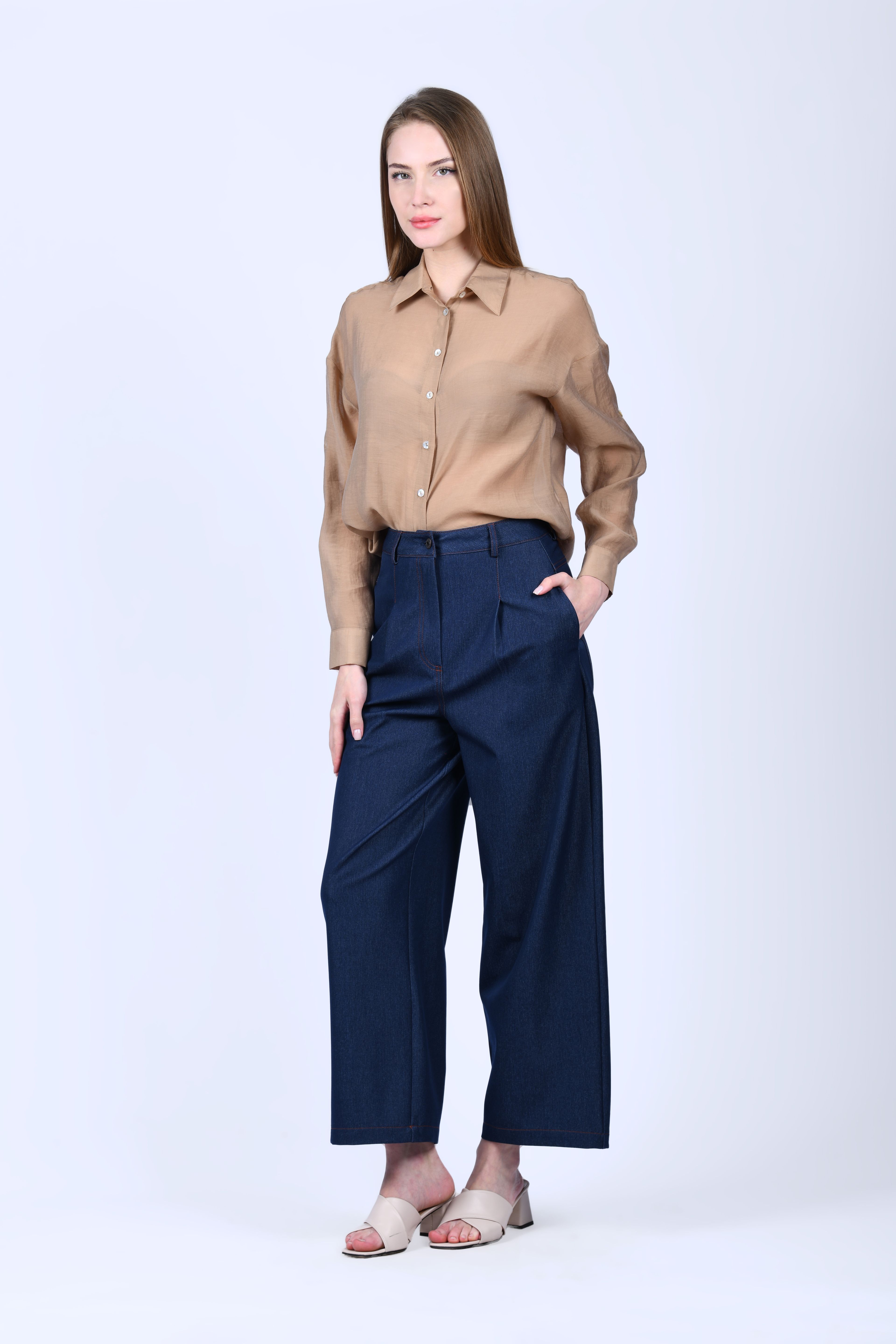 İndigo Bol Kot Pantolon - QP180