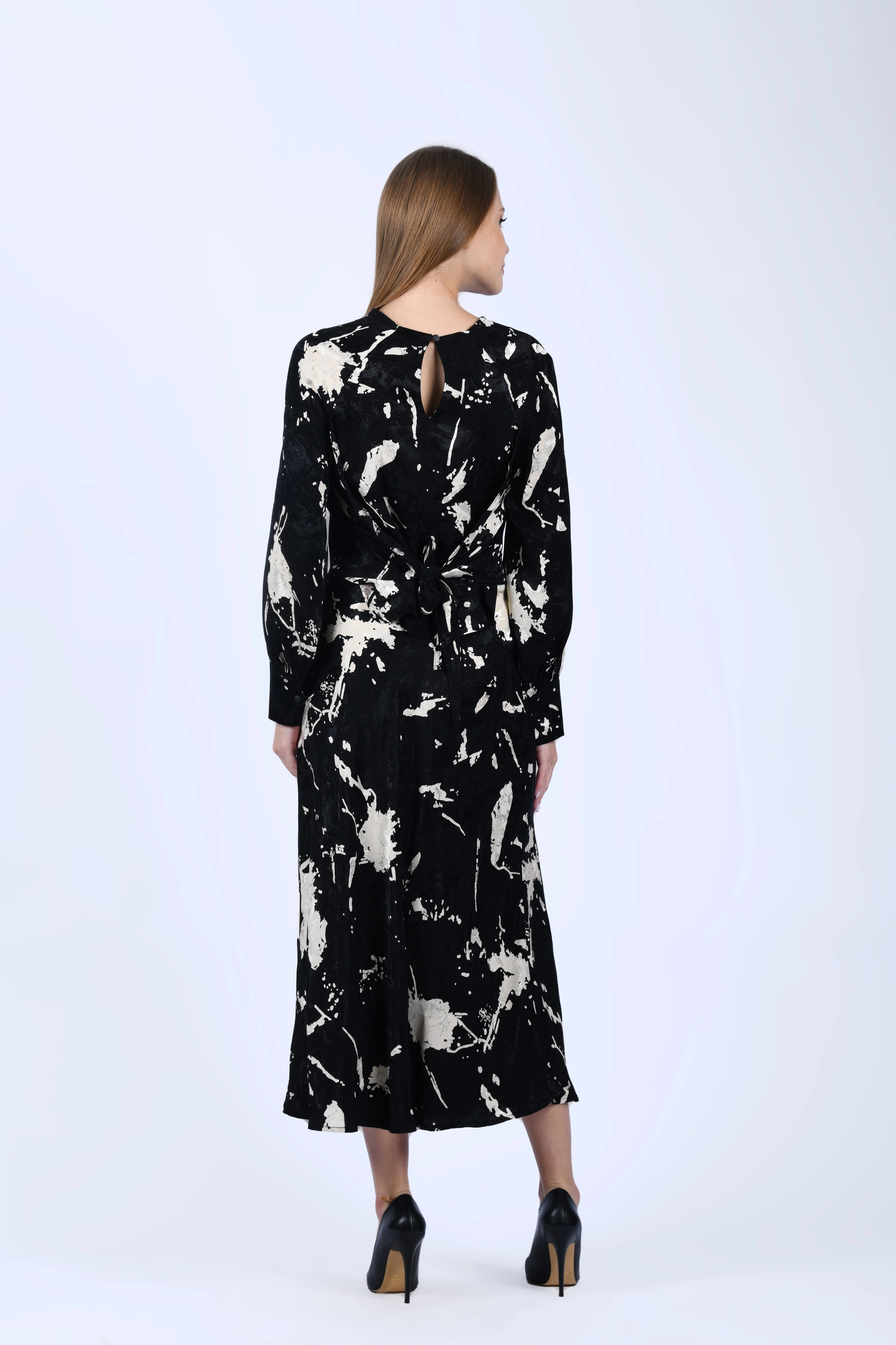 Siyah Soyut Desenli Bluz - LB189