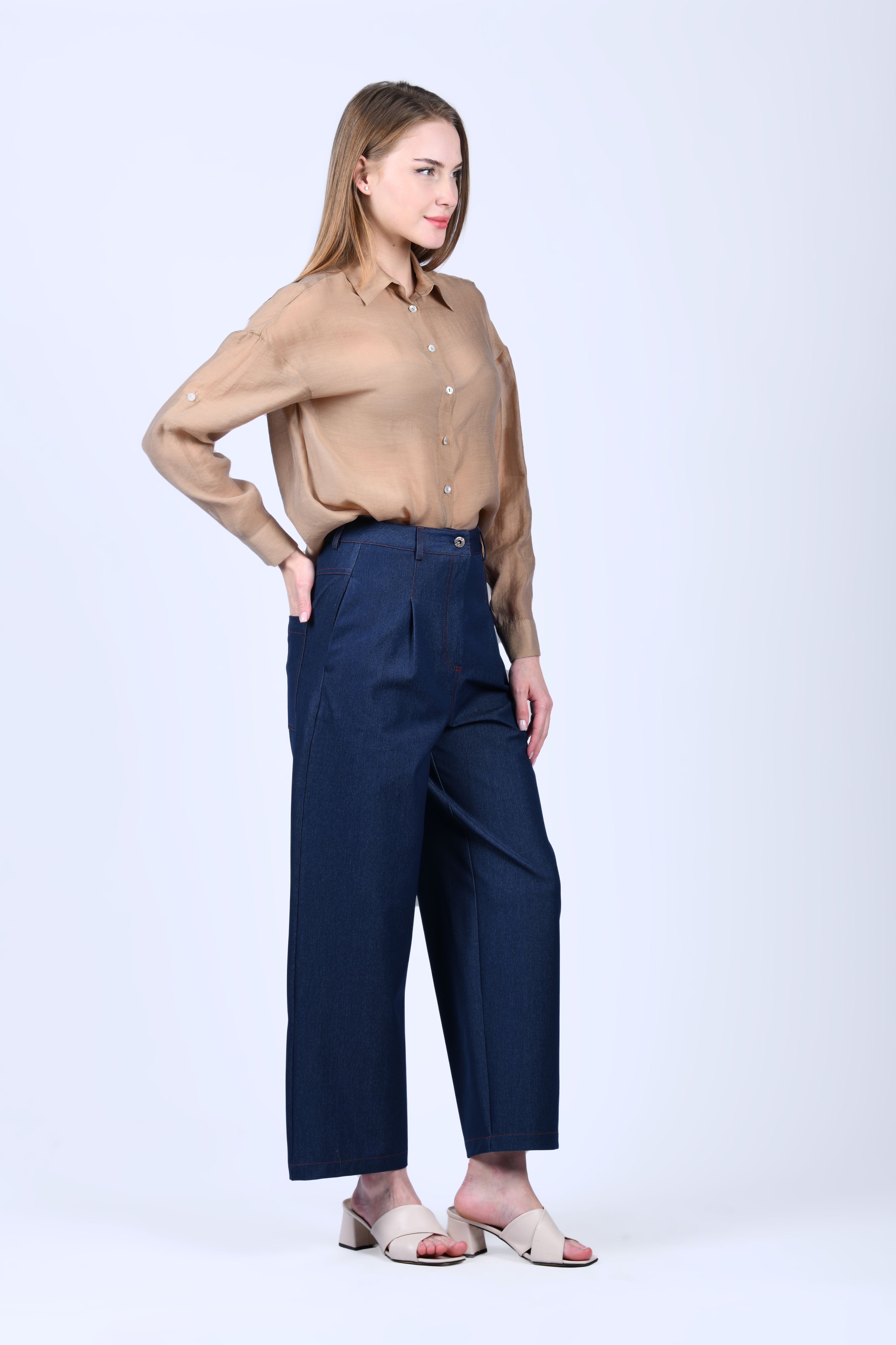 İndigo Bol Kot Pantolon - QP180