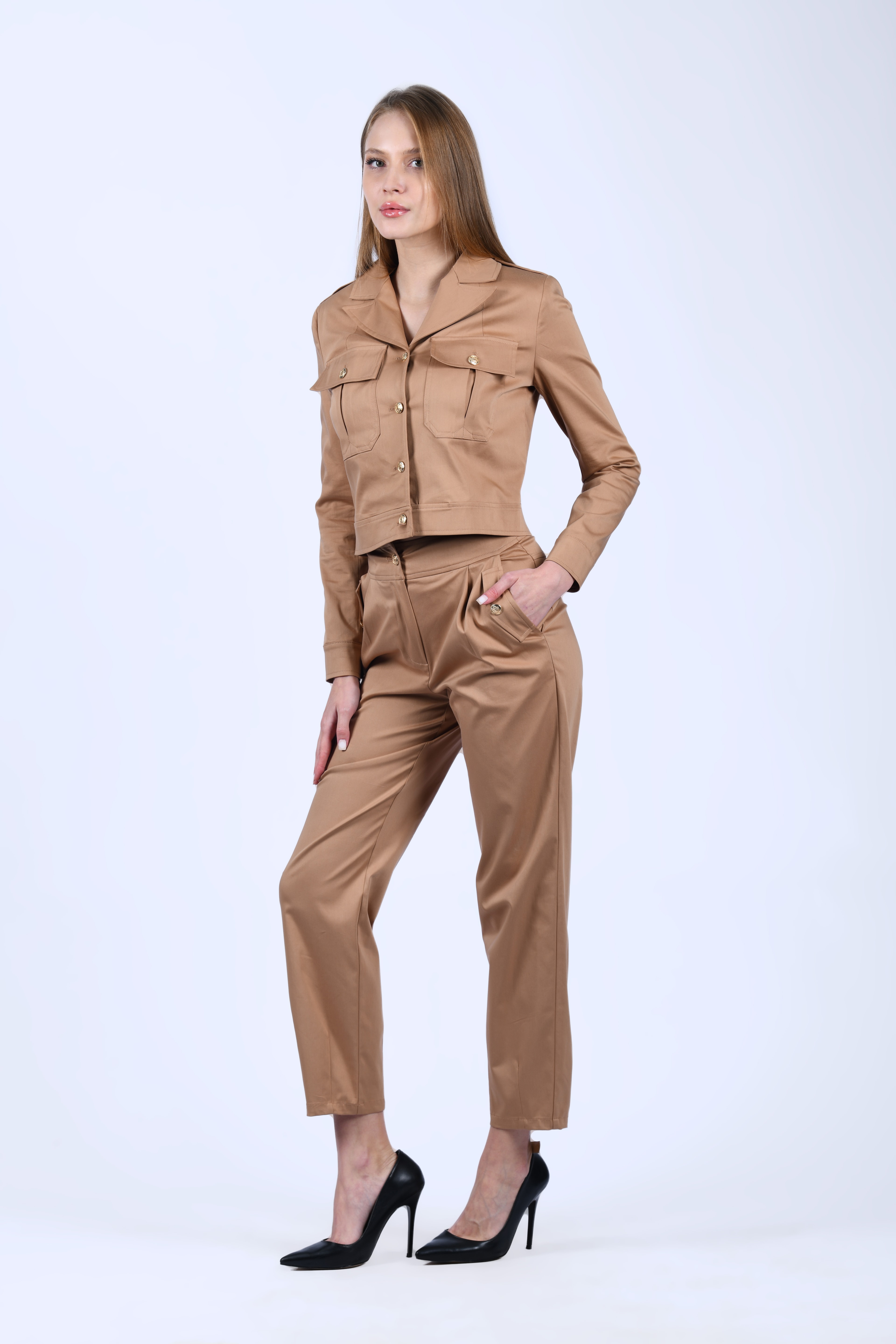 Camel Yüksek Bel Pantolon - QP191