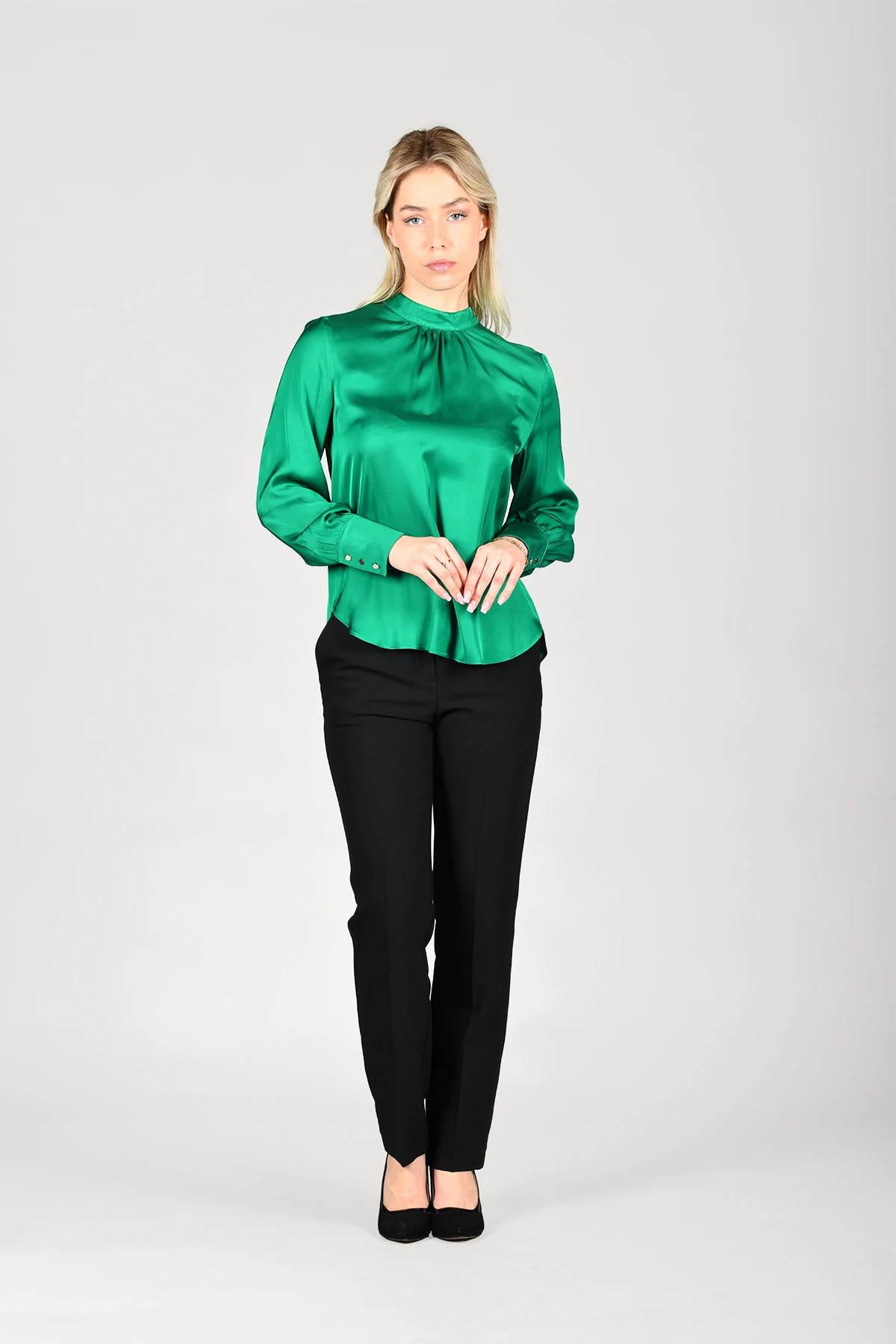 Yeşil Saten Bluz - LB100