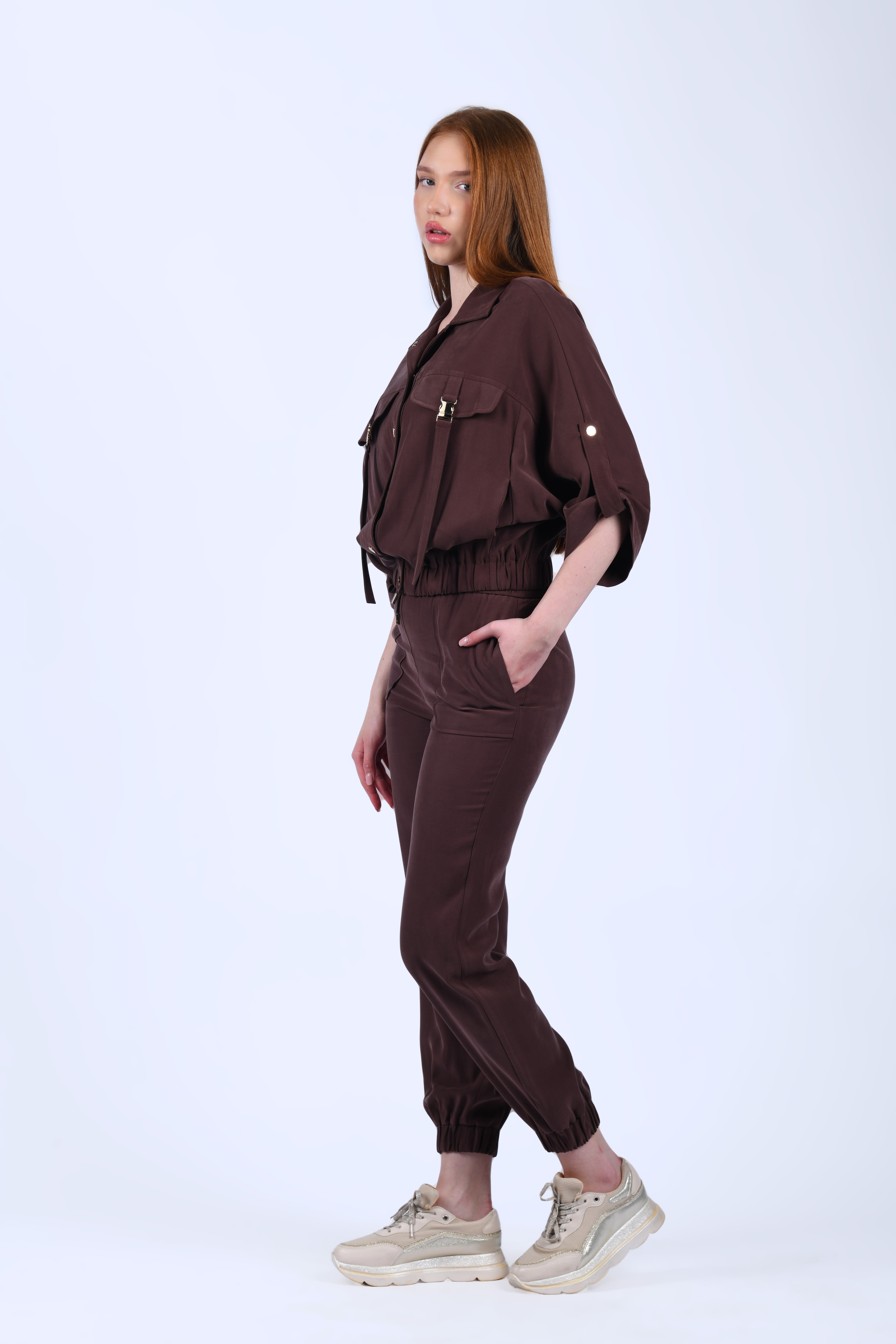Kahve Lastik Paçalı Pantolon - QP194