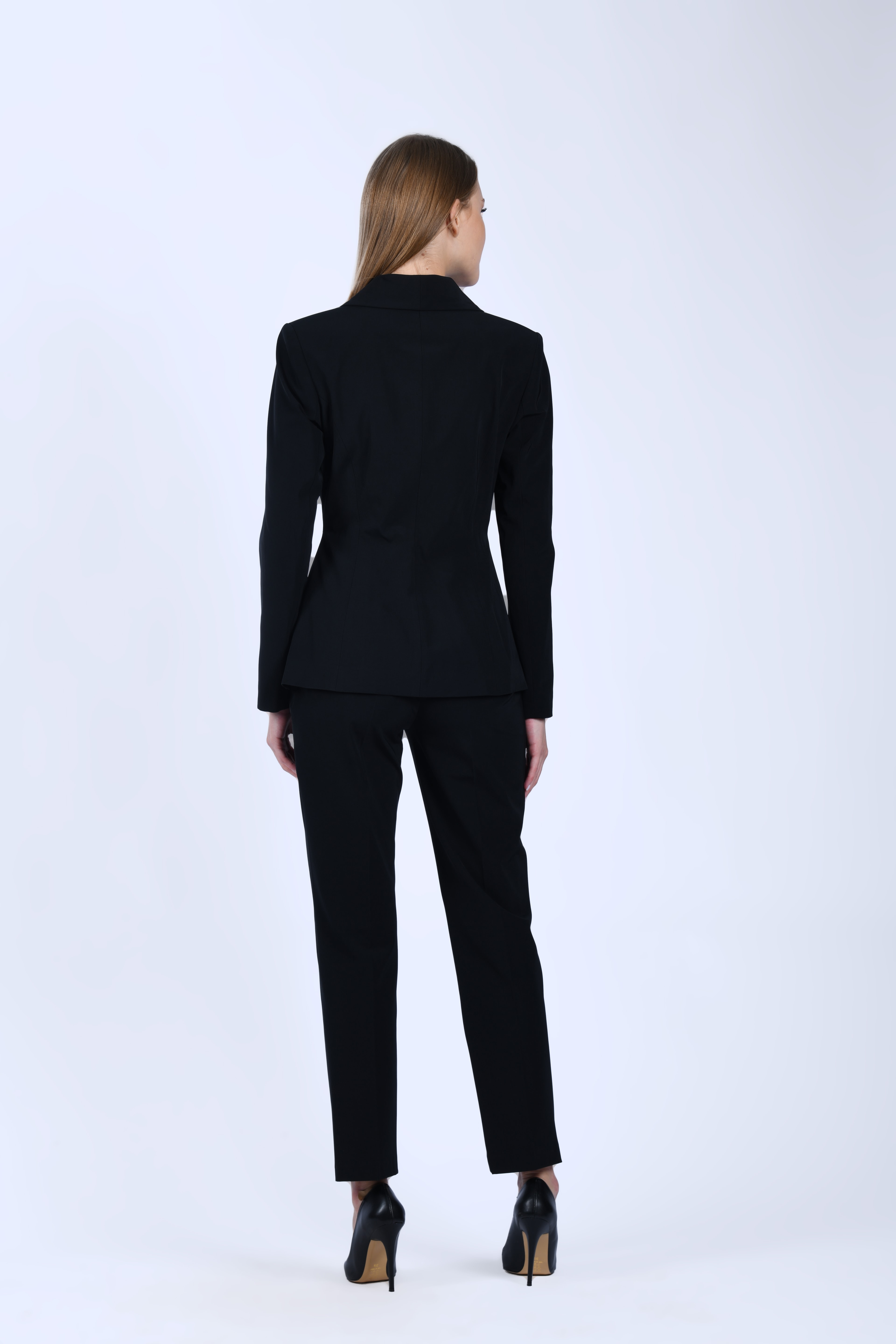 Siyah Dar Kesim Kumaş Pantolon - QP188