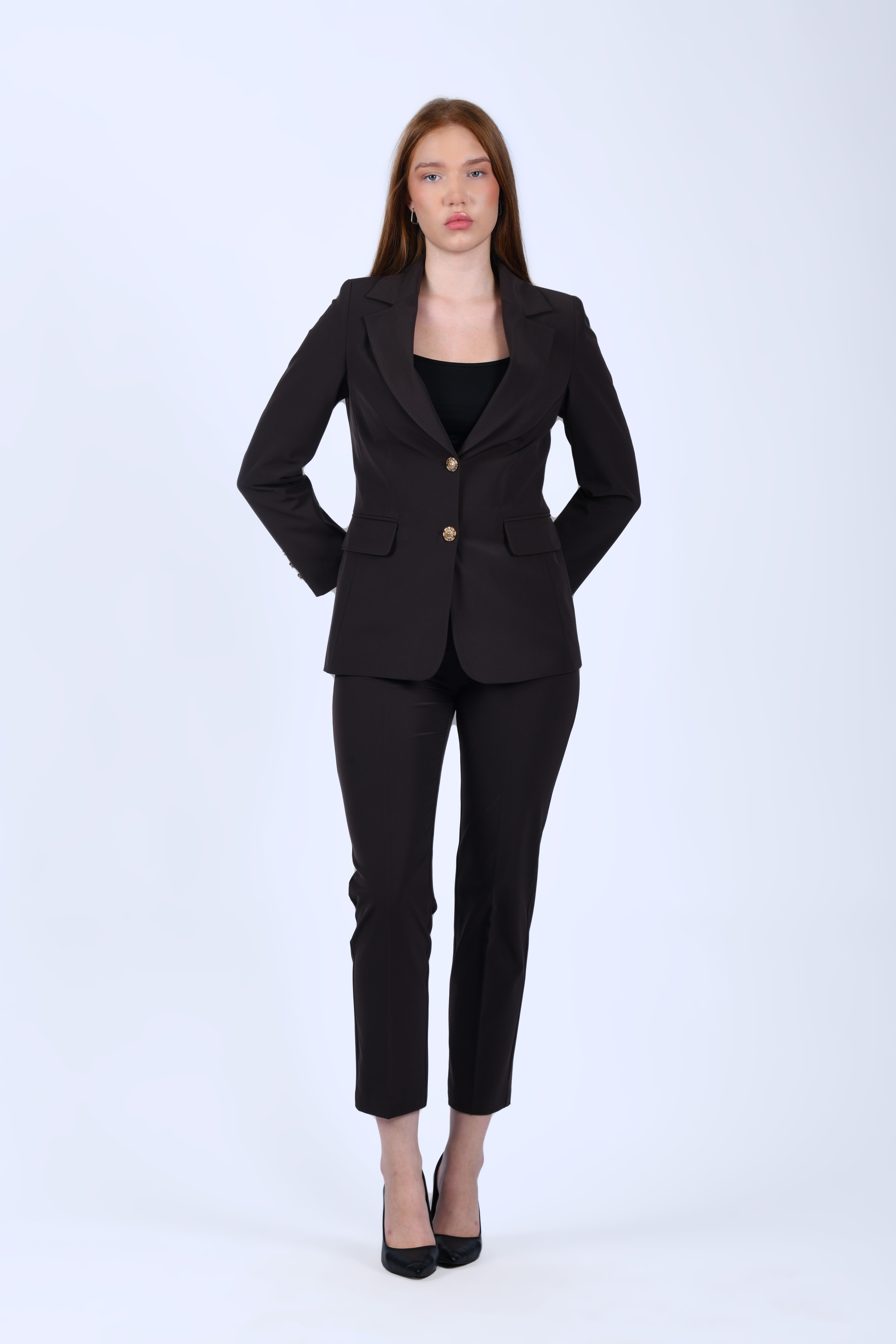 Kahve Straight Fit Kumaş Pantolon - QP193