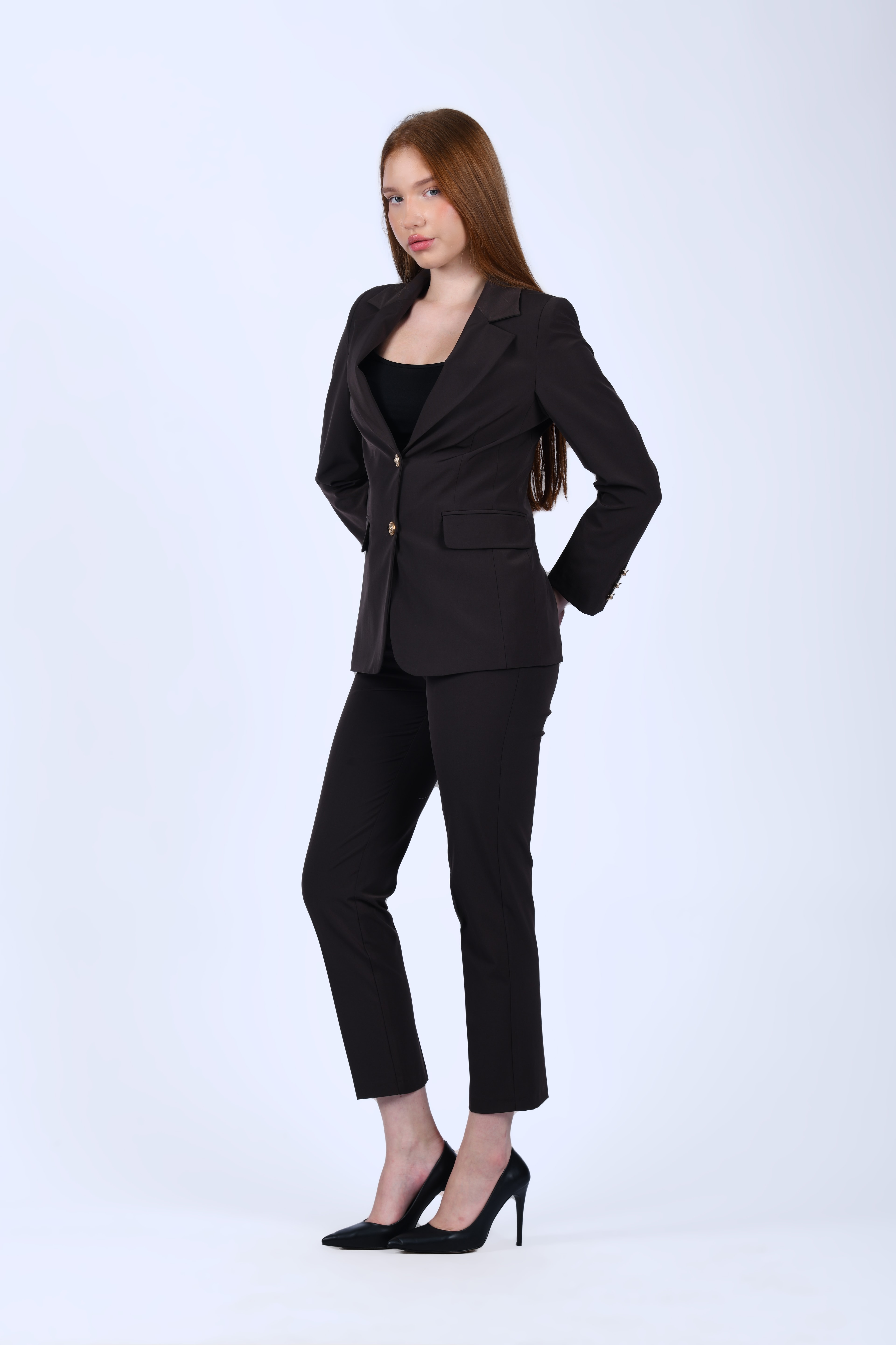 Kahve Straight Fit Kumaş Pantolon - QP193