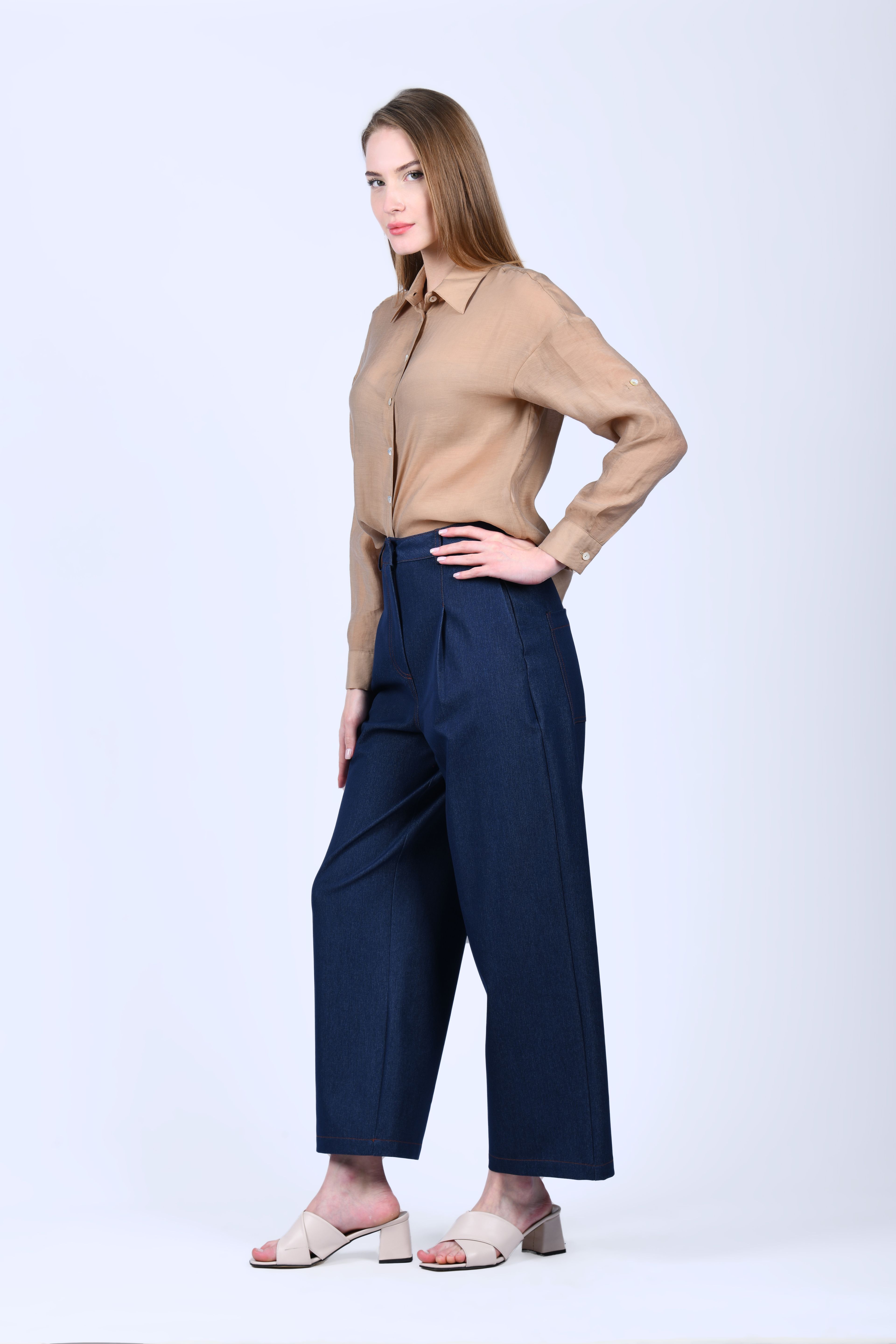 İndigo Bol Kot Pantolon - QP180