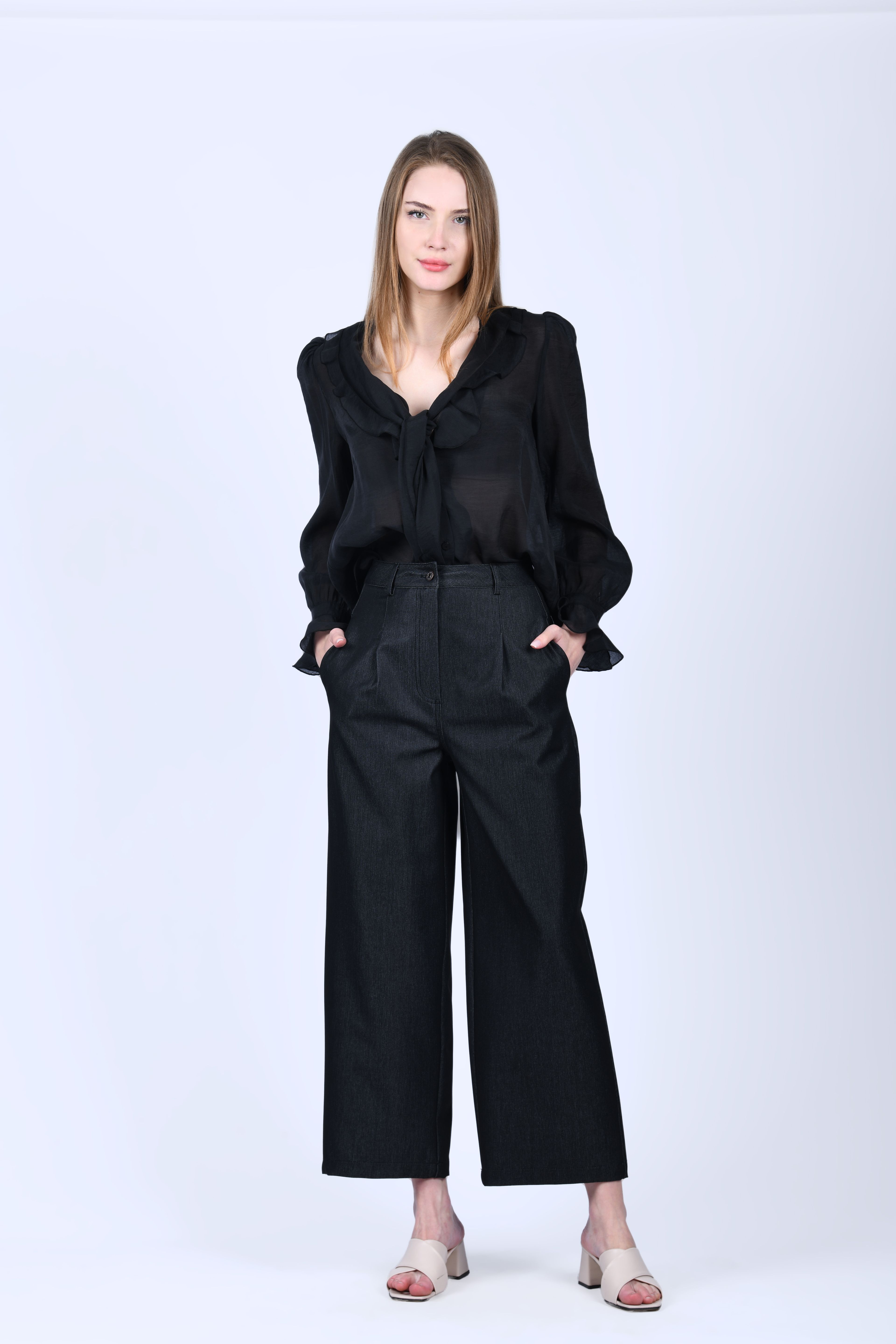 Siyah Bol Kot Pantolon - QP180
