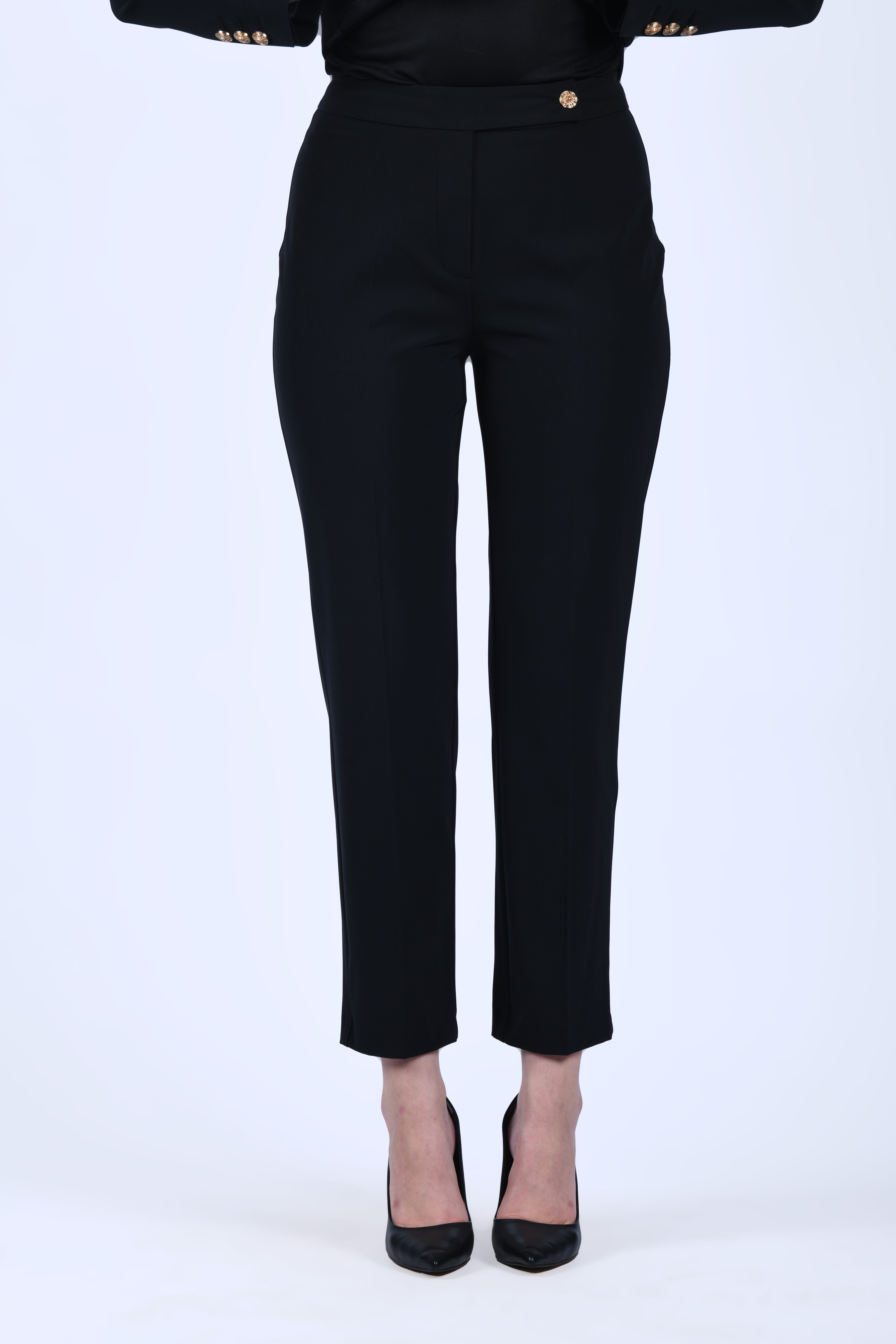 Siyah Straight Fit Kumaş Pantolon - QP193