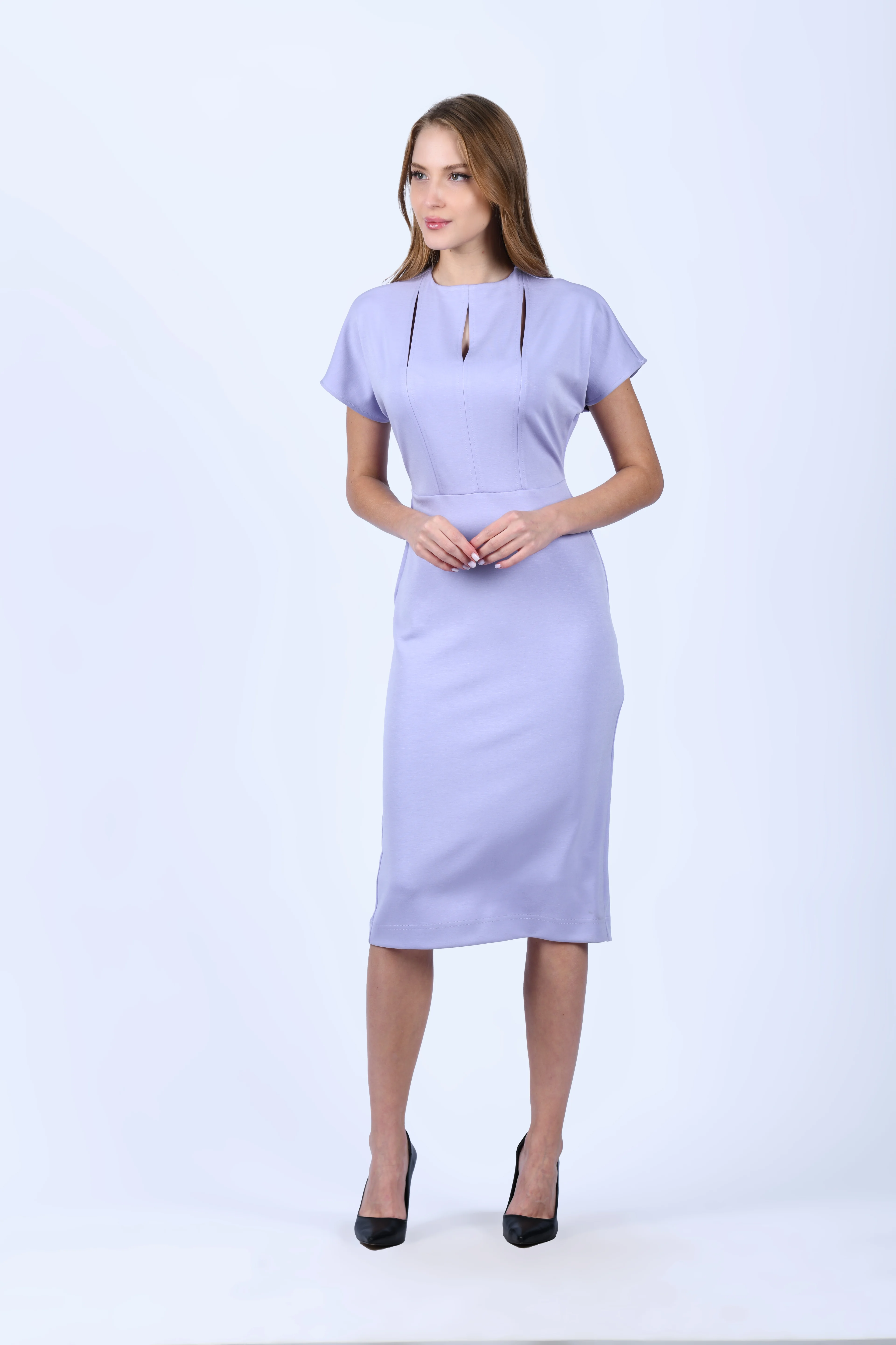 Lila Midi Elbise - QE239