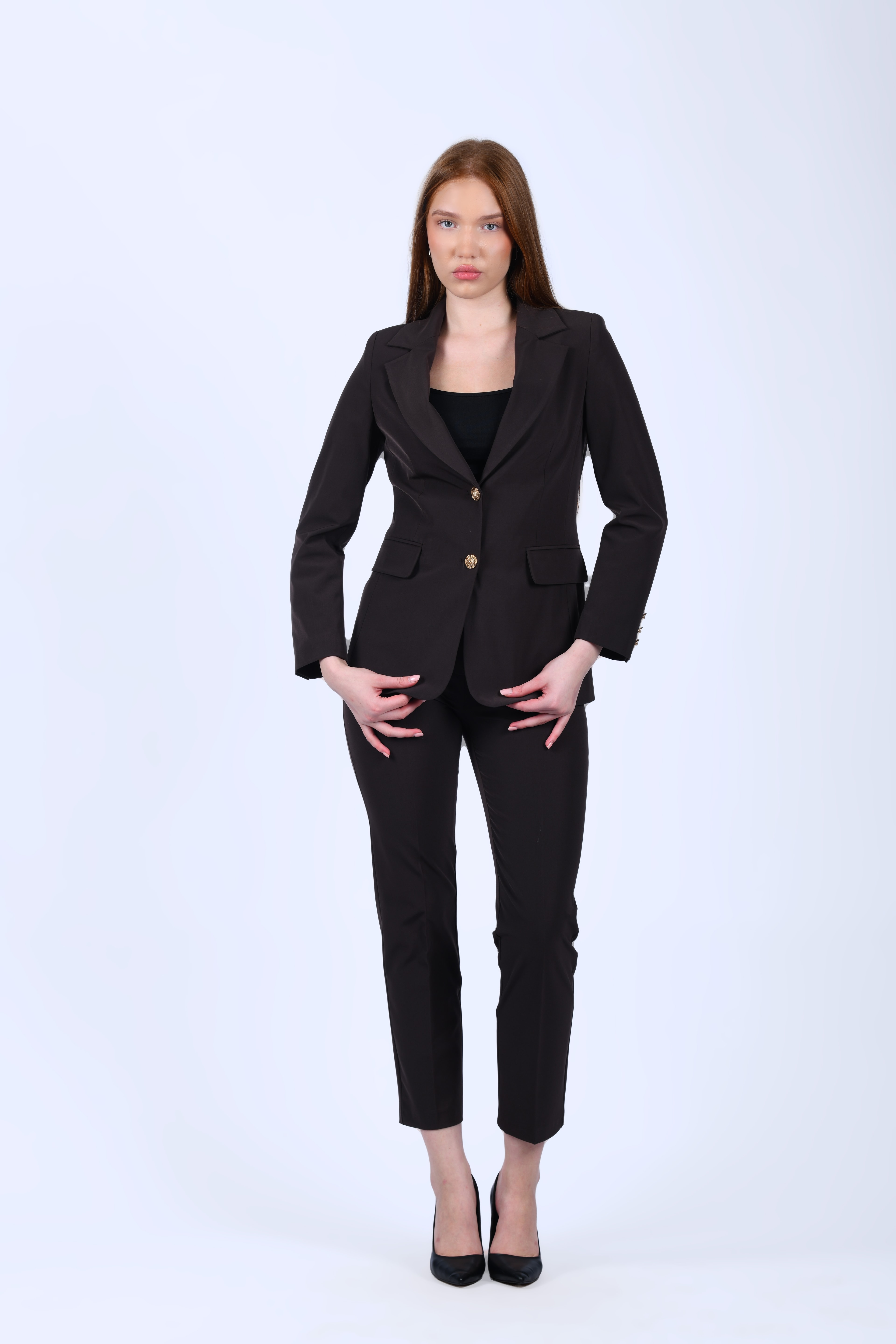 Kahve Straight Fit Kumaş Pantolon - QP193