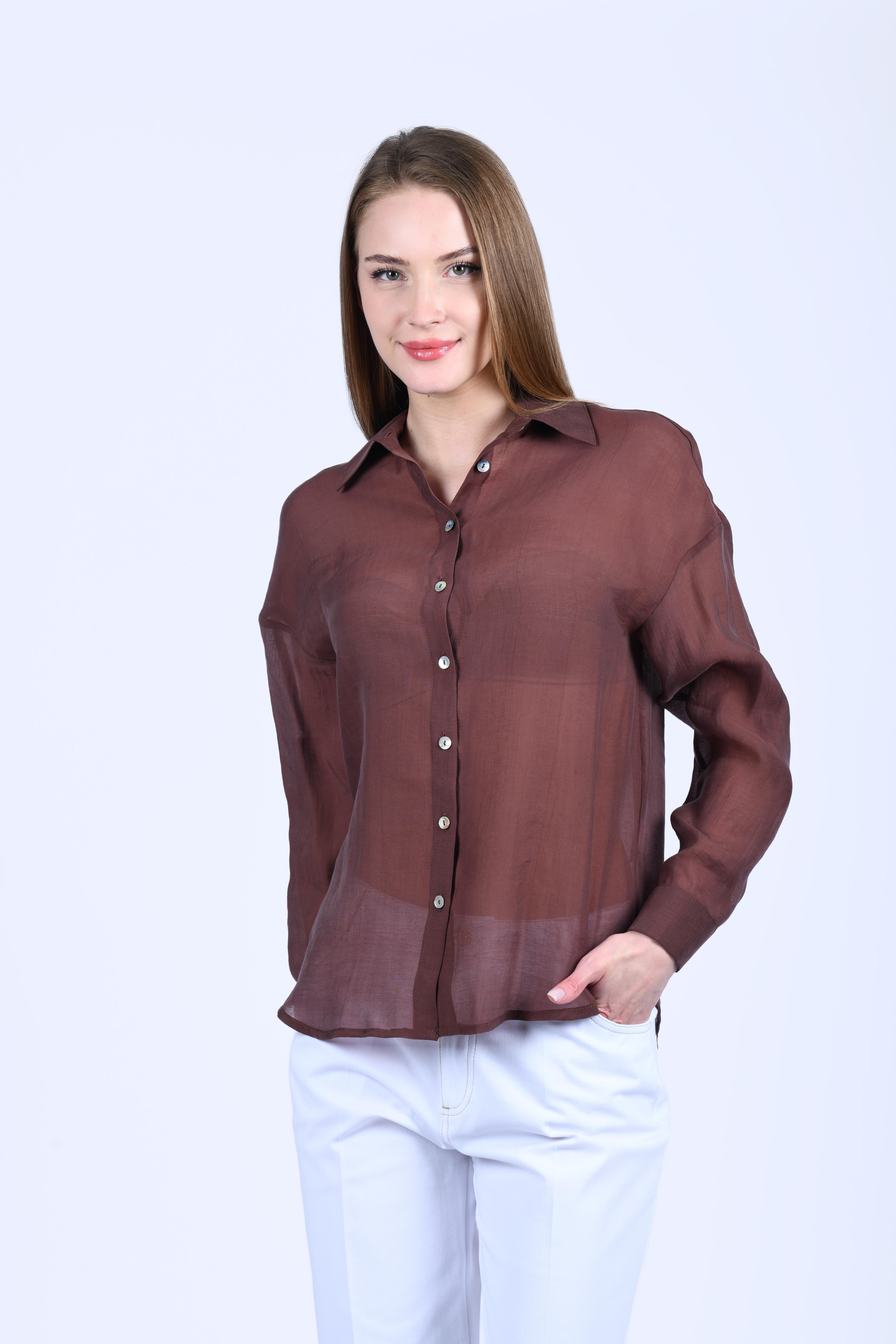 Kahve Tül Gömlek - QG133