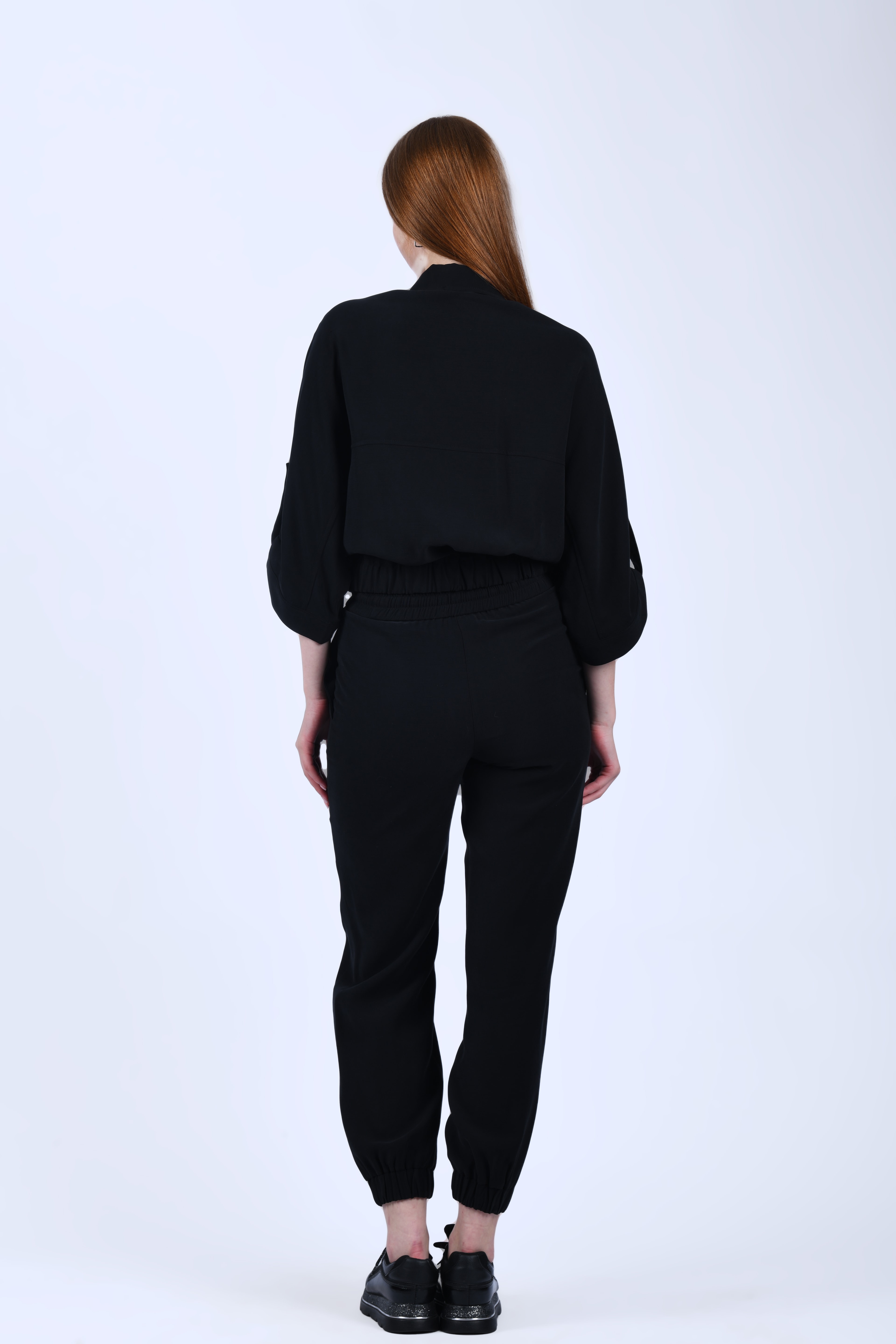 Siyah Lastik Paçalı Pantolon - QP194