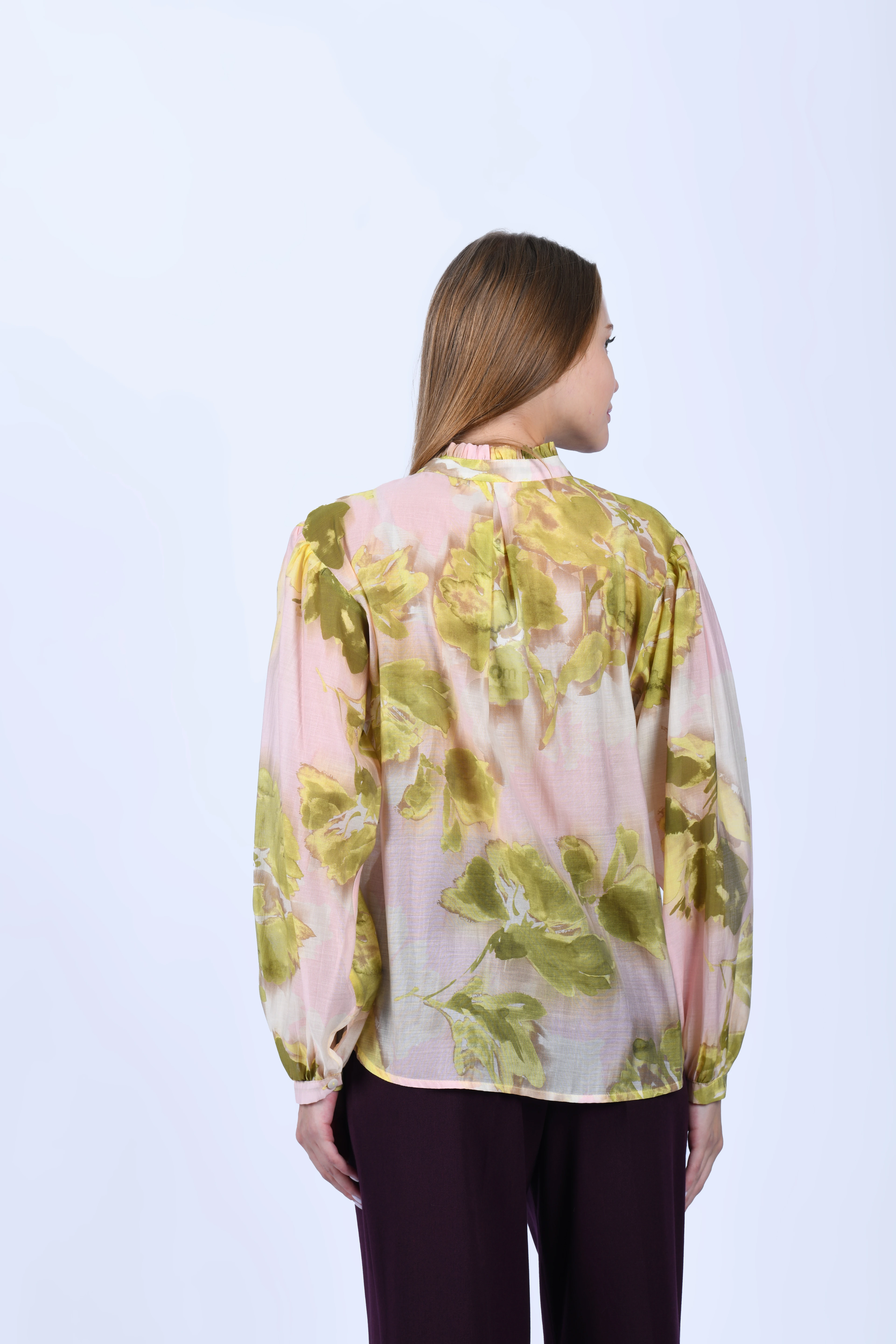 Pembe Hakim Yaka Desenli Gömlek - QG147