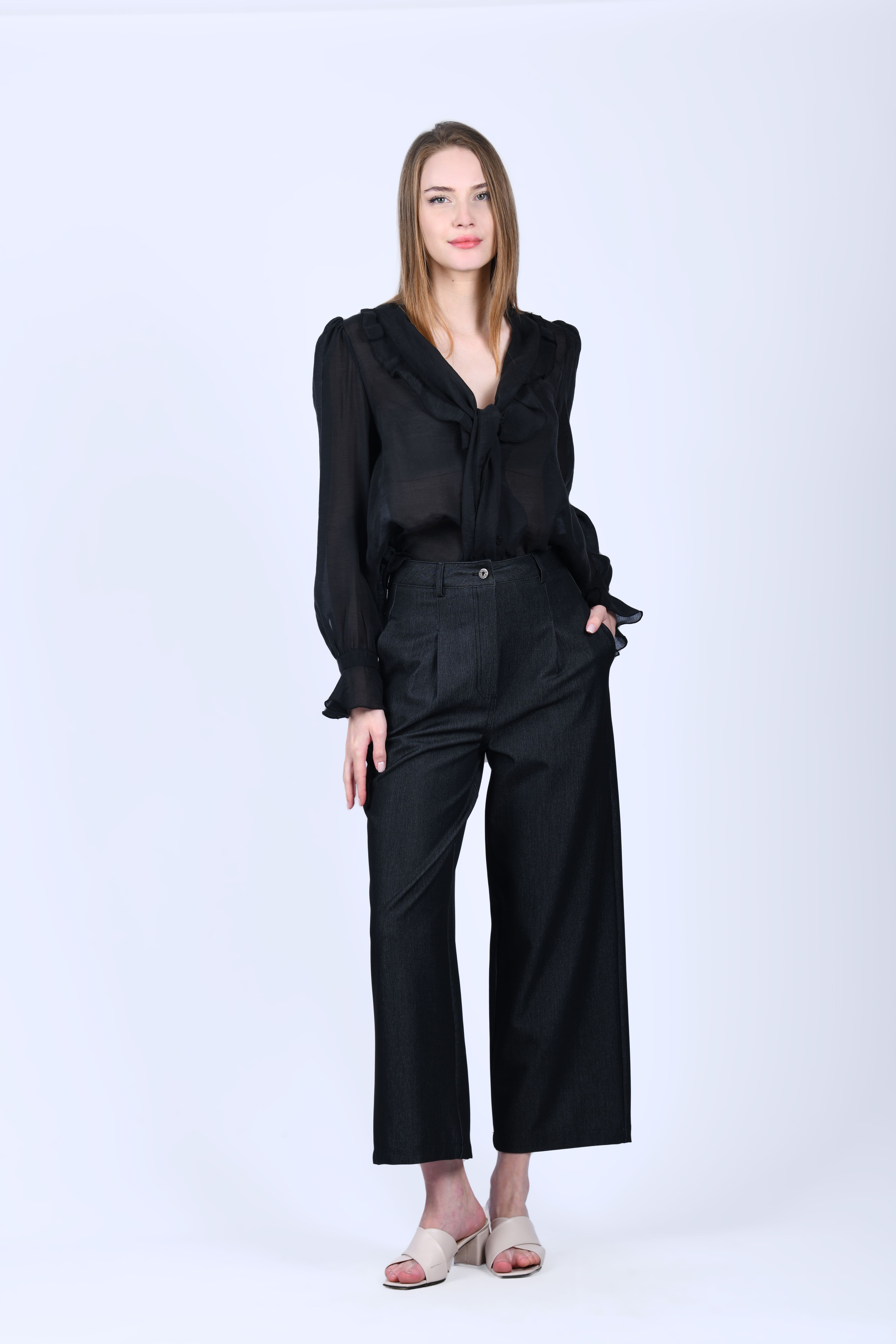Siyah Bol Kot Pantolon - QP180