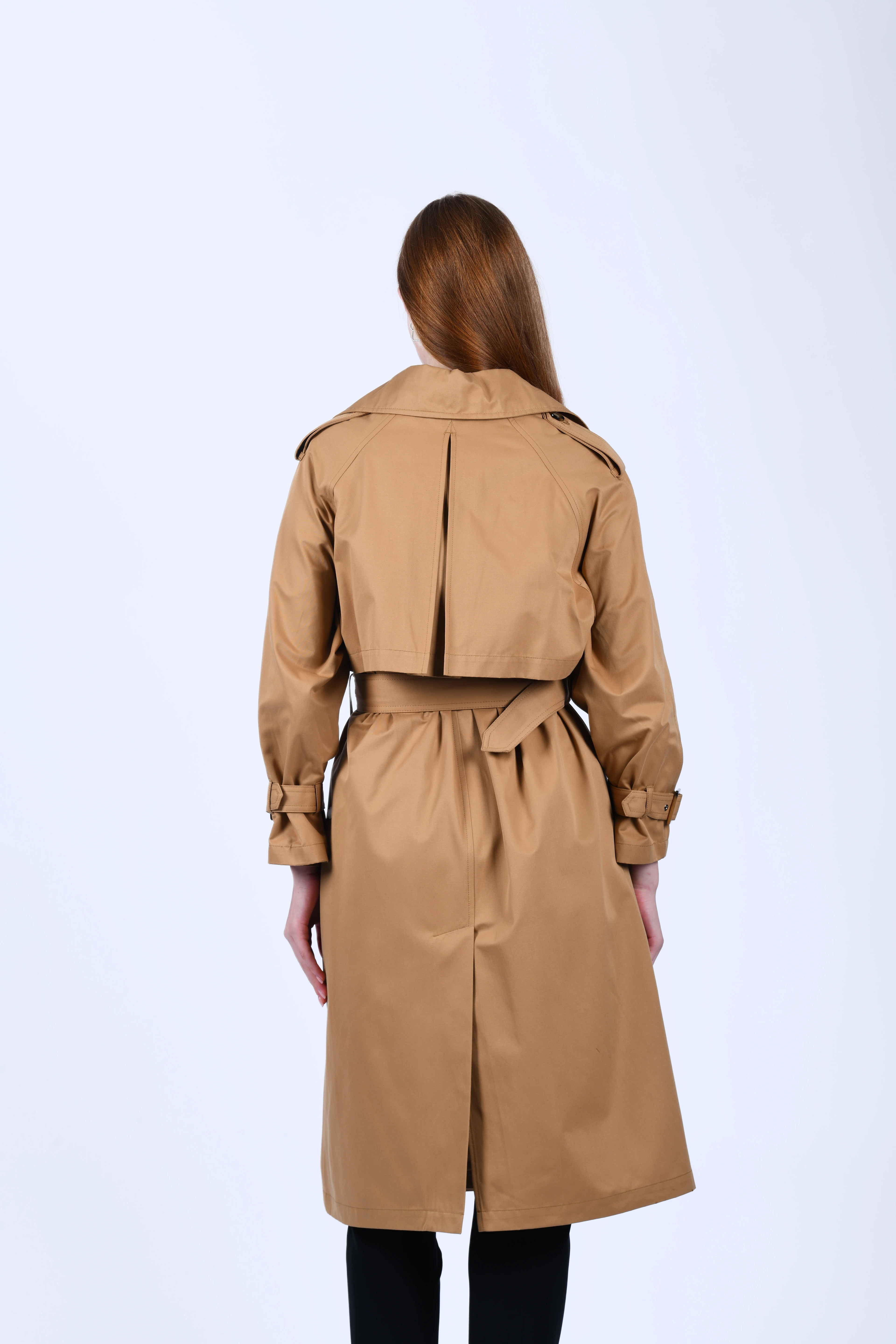 Camel Kendinden Kemerli Trençkot - QT16