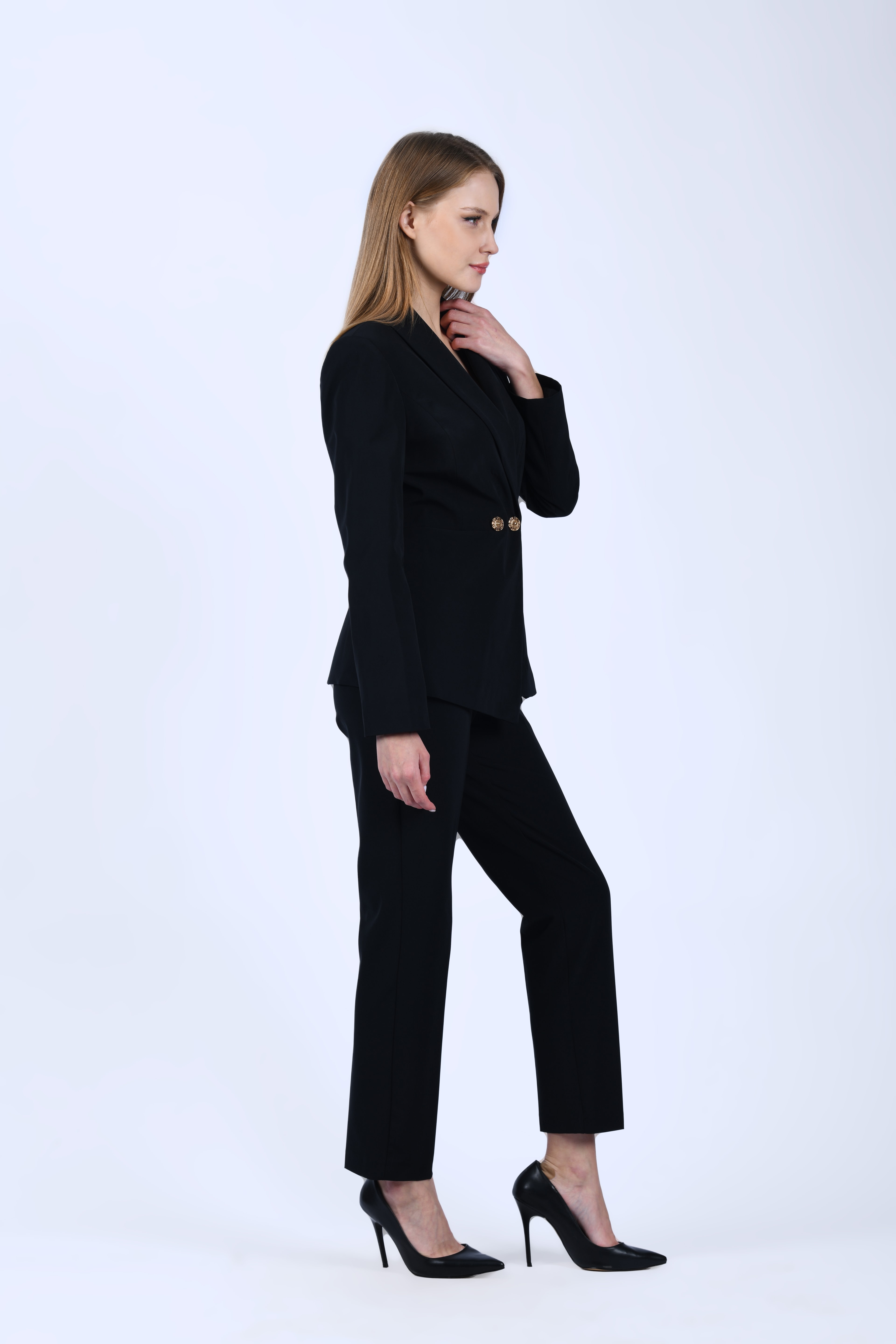 Siyah Dar Kesim Kumaş Pantolon - QP188