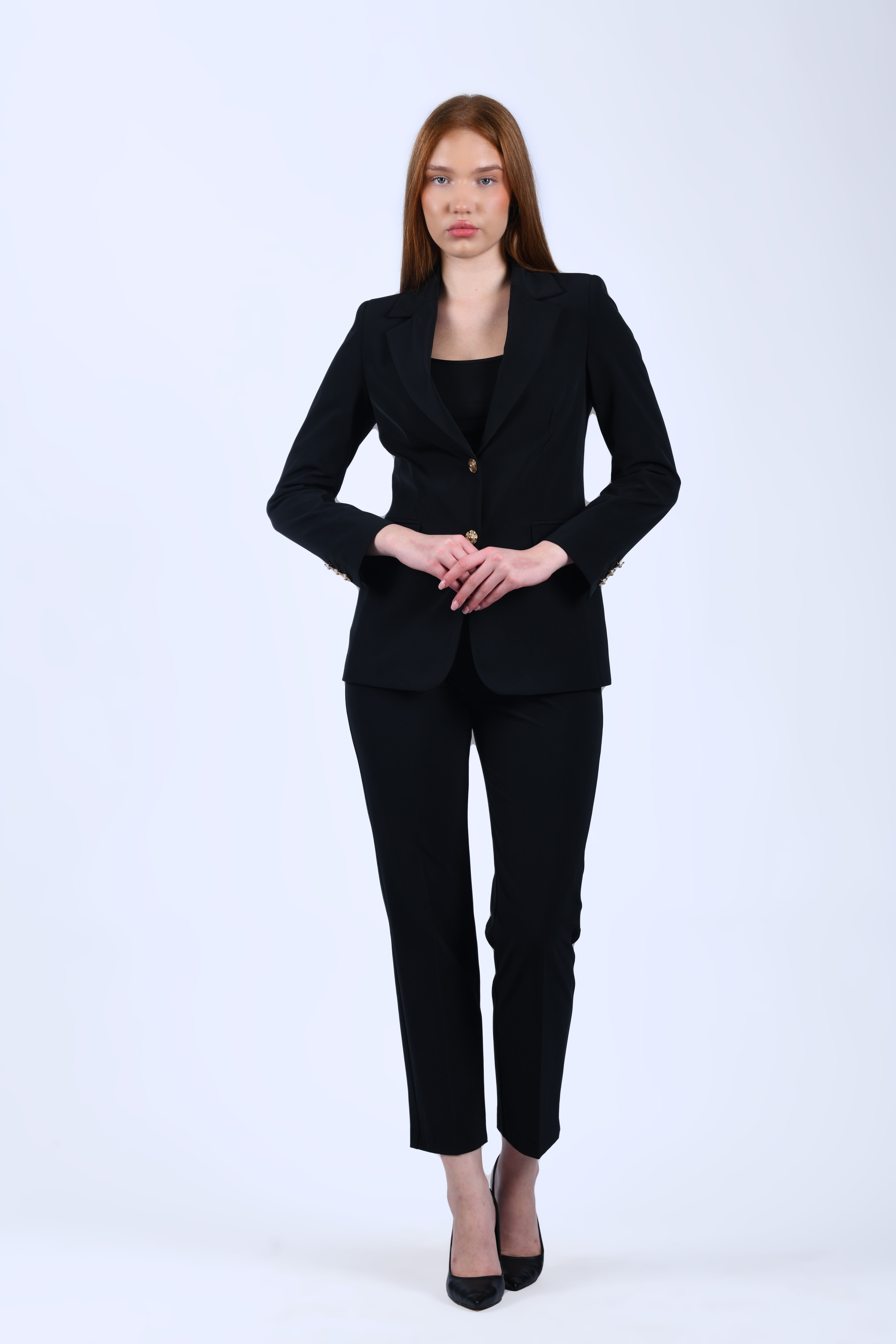 Siyah Straight Fit Kumaş Pantolon - QP193