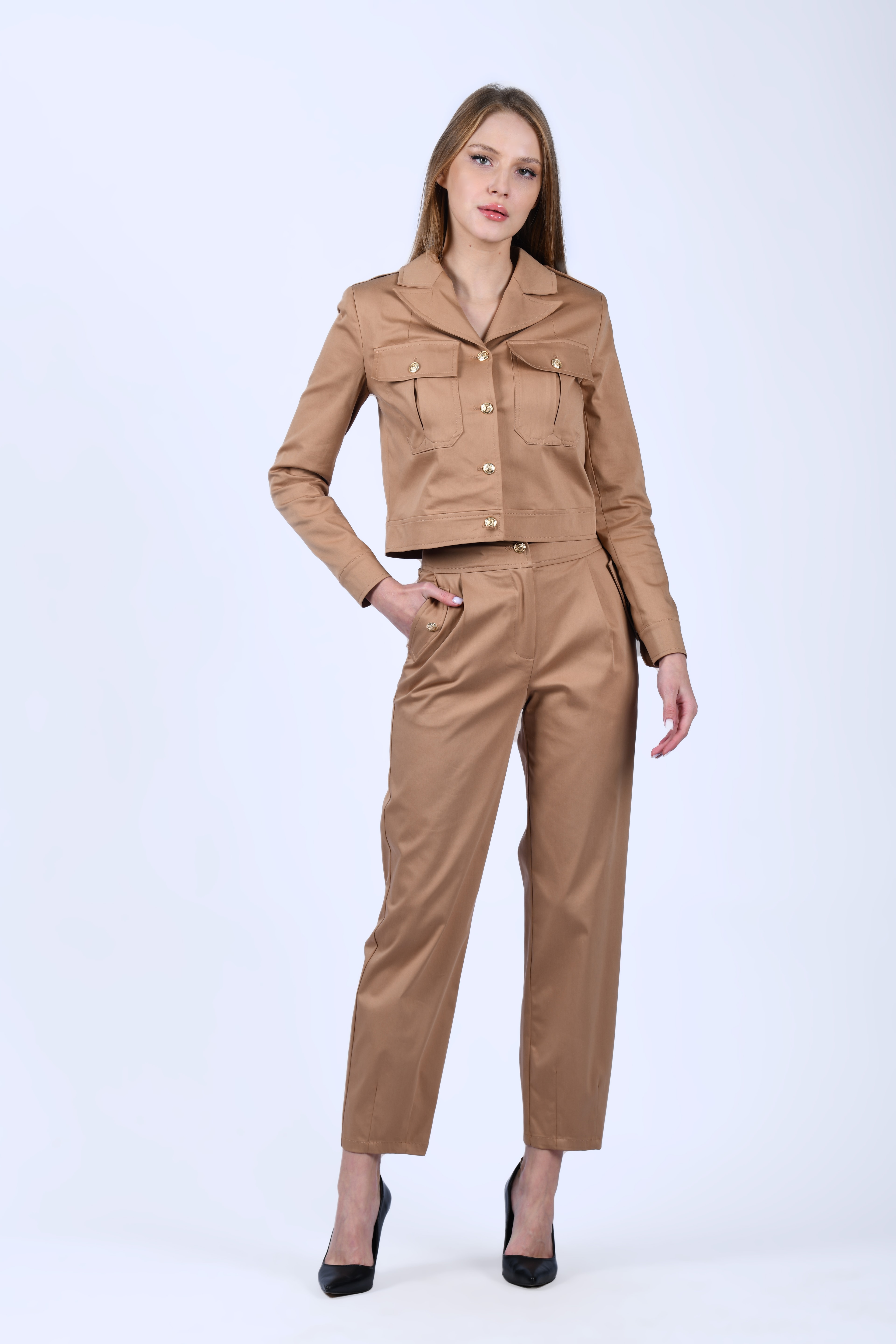 Camel Yüksek Bel Pantolon - QP191