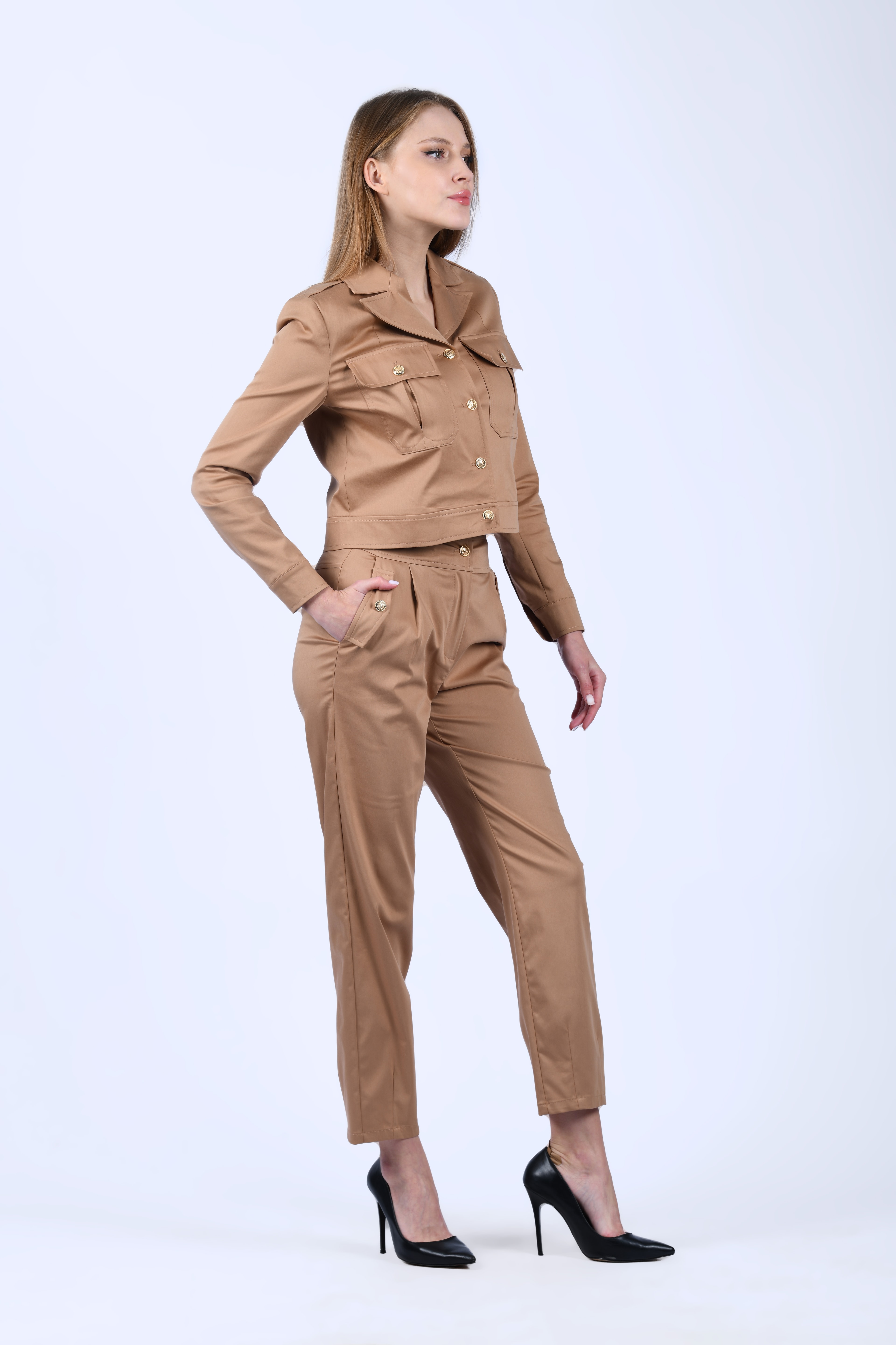 Camel Yüksek Bel Pantolon - QP191