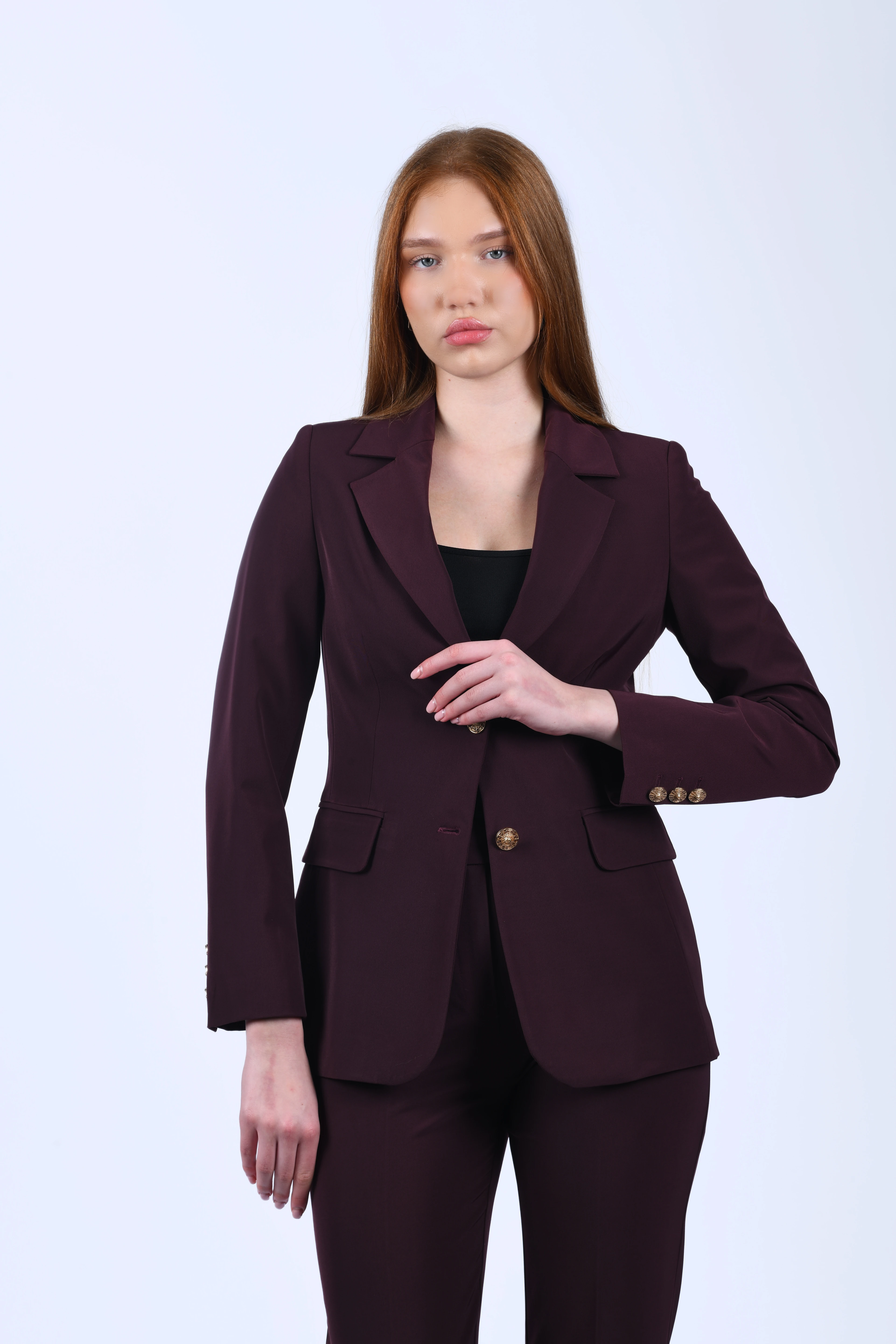 Bordo Blazer Ceket - QC92