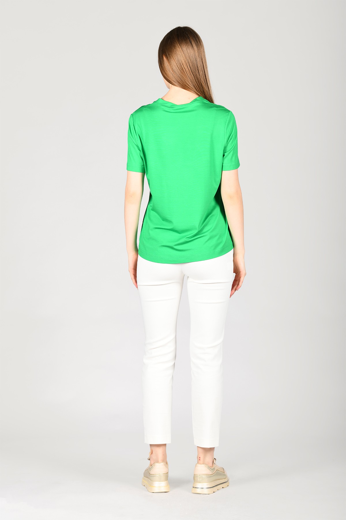 Yeşil Taş Baskılı T-Shirt Bluz - LB117