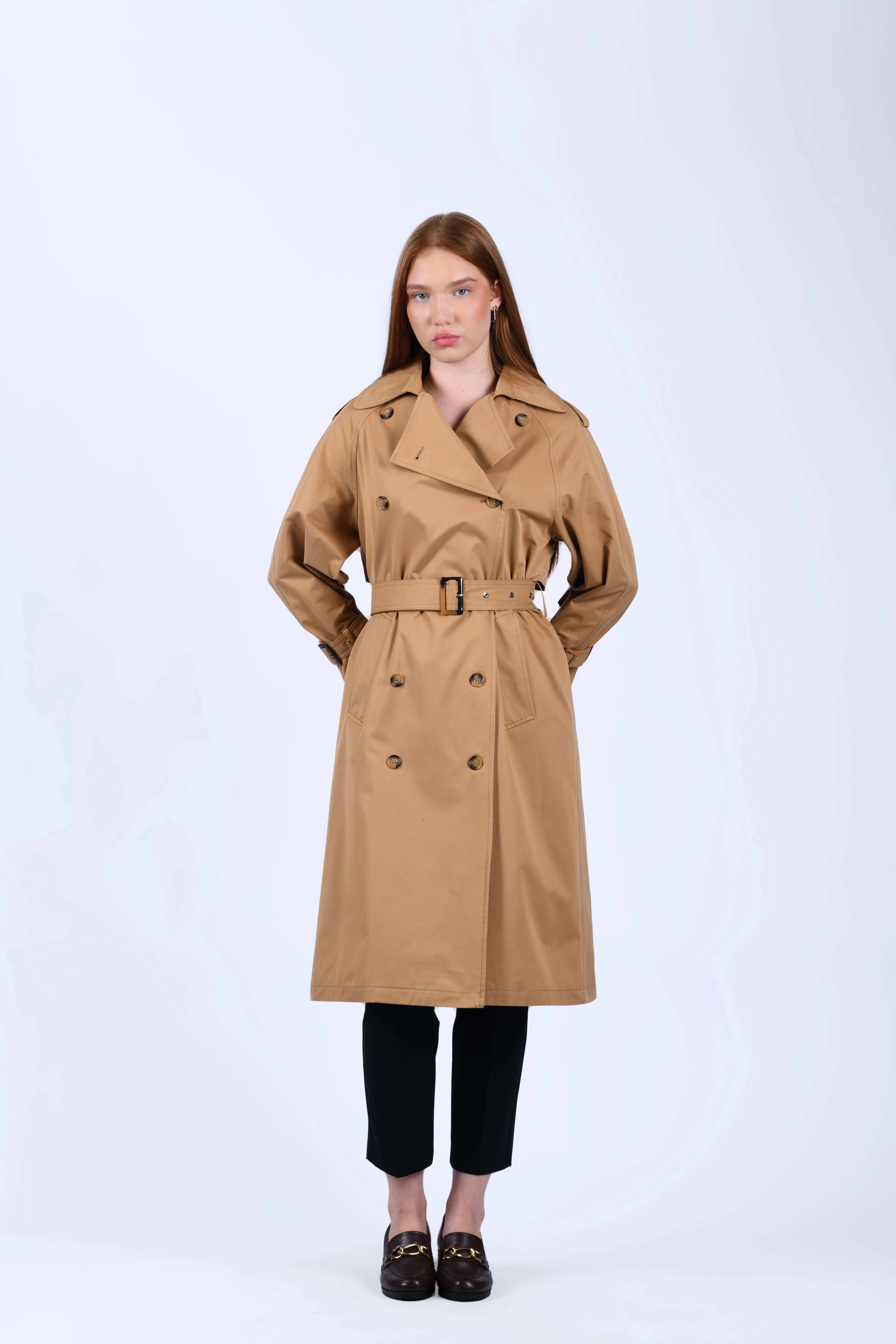 Camel Kendinden Kemerli Trençkot - QT16