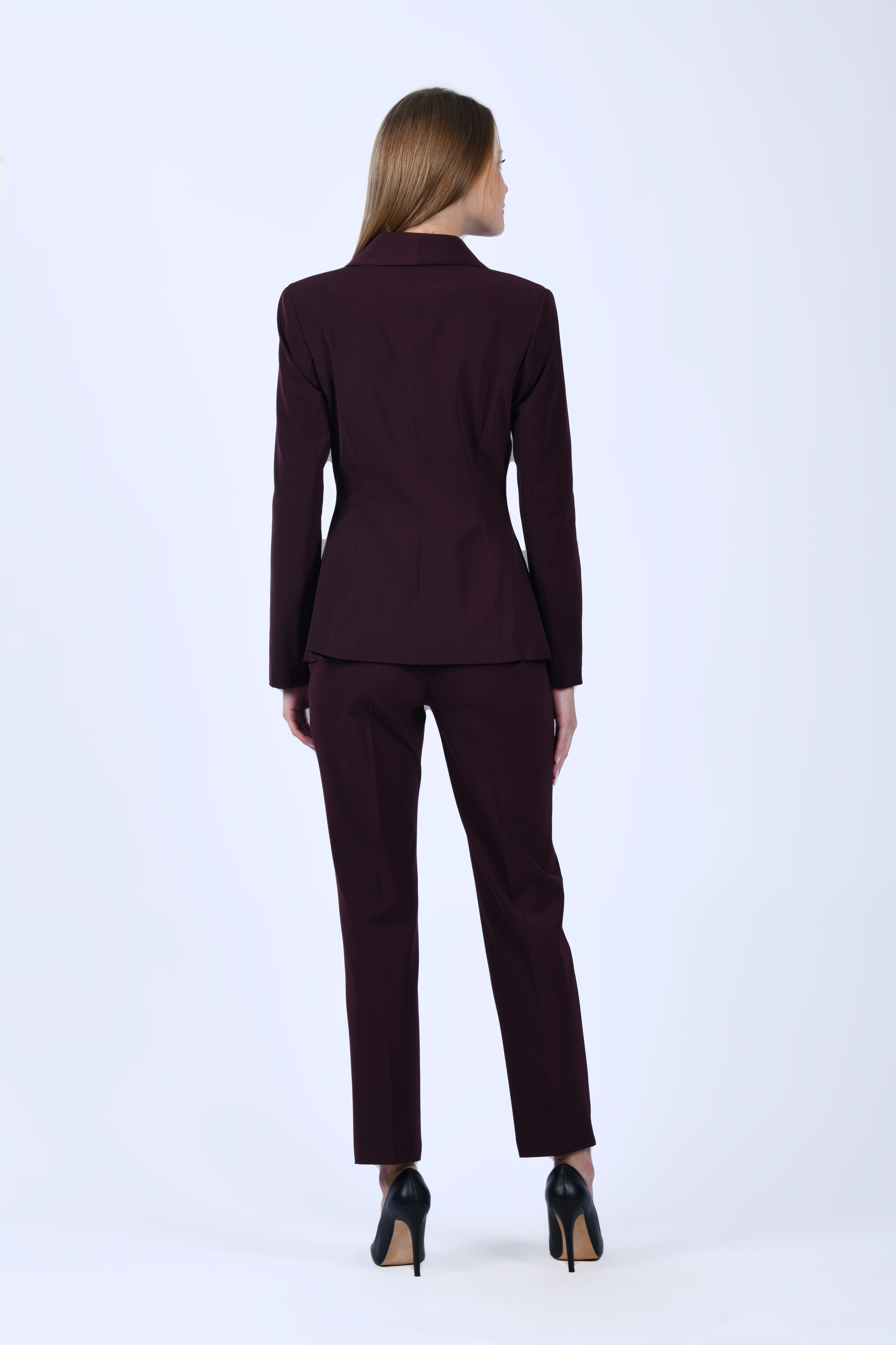 Bordo Dar Kesim Kumaş Pantolon - QP188