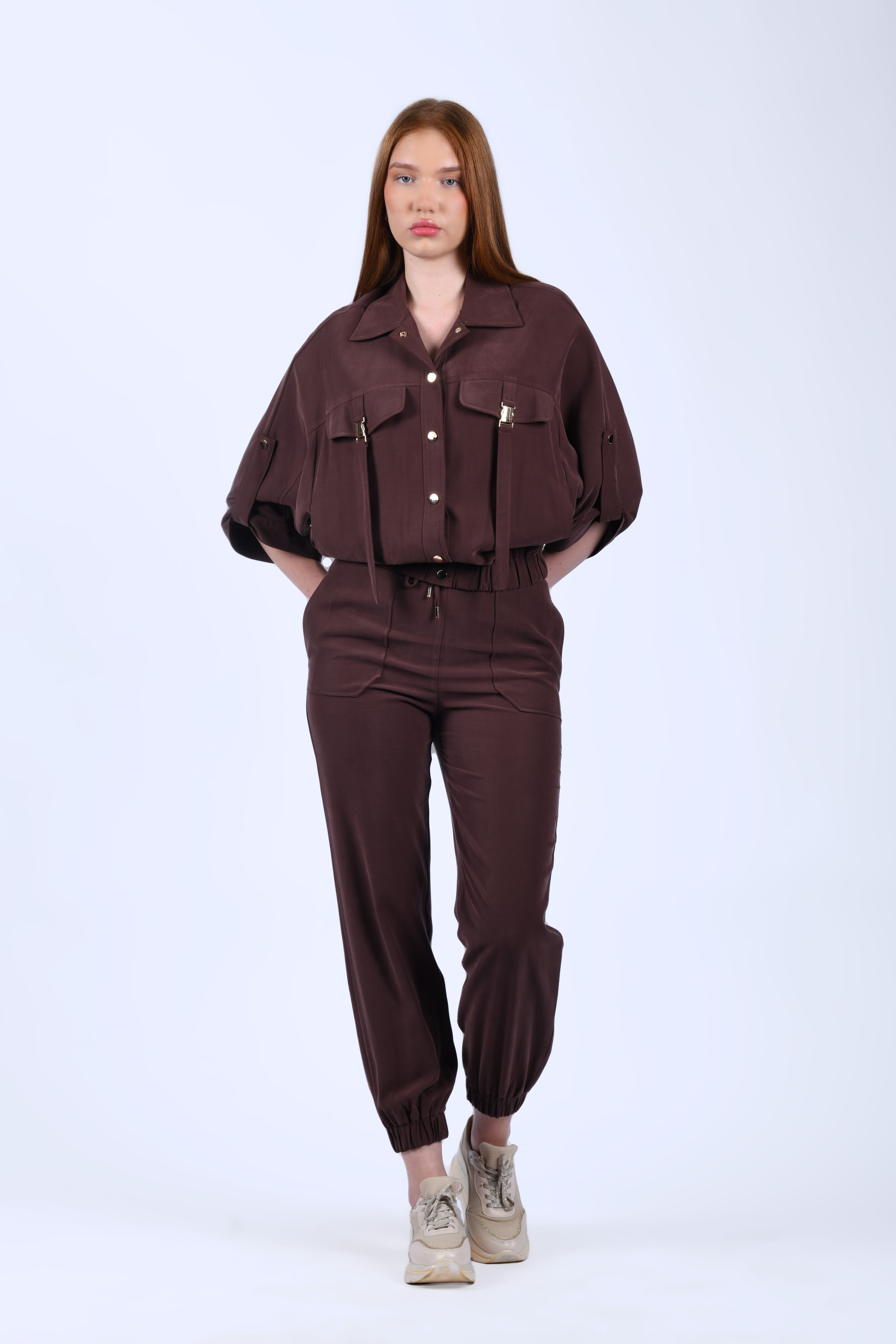Kahve Lastik Paçalı Pantolon - QP194