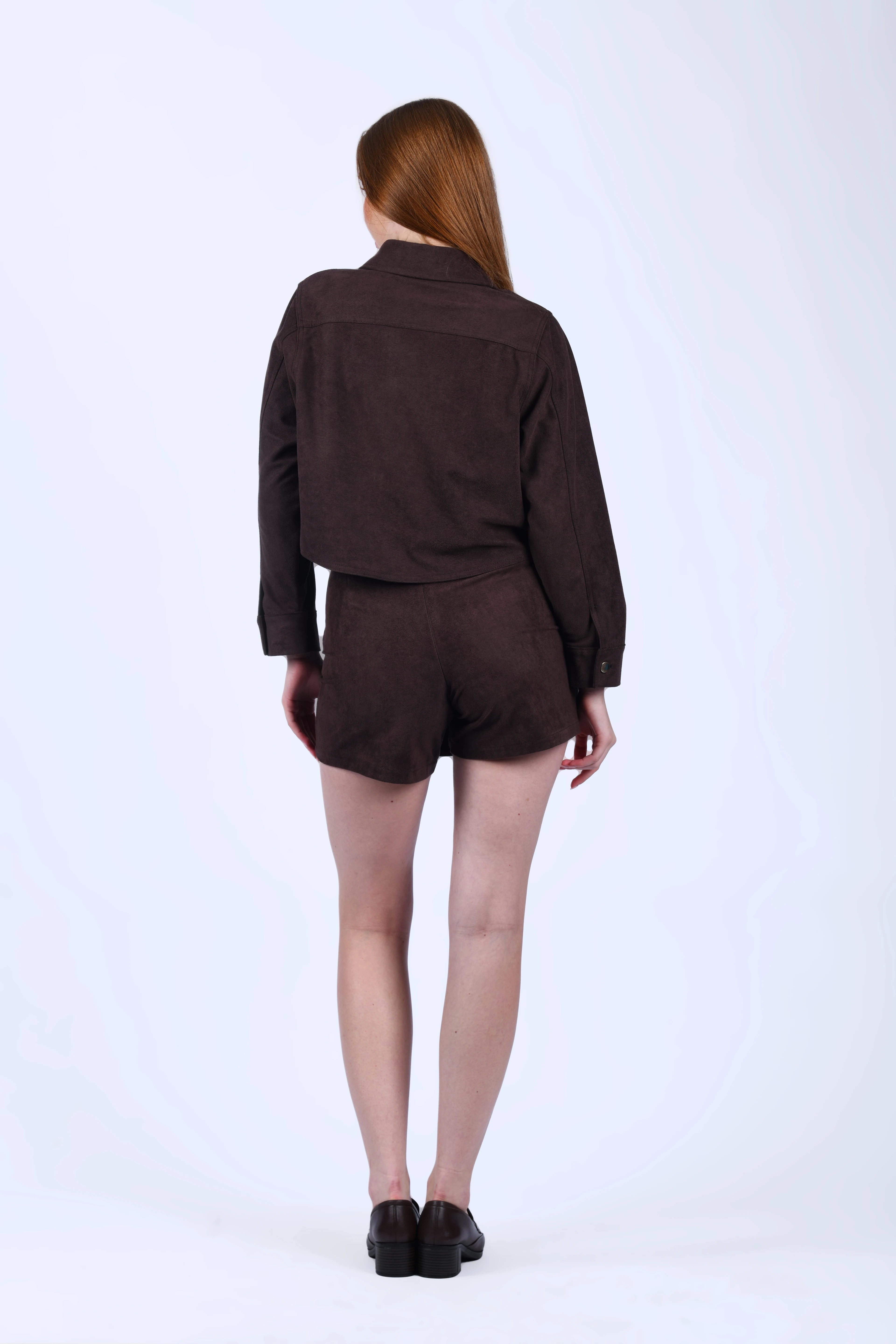 Koyu Kahve Suet Şort Etek - QS24