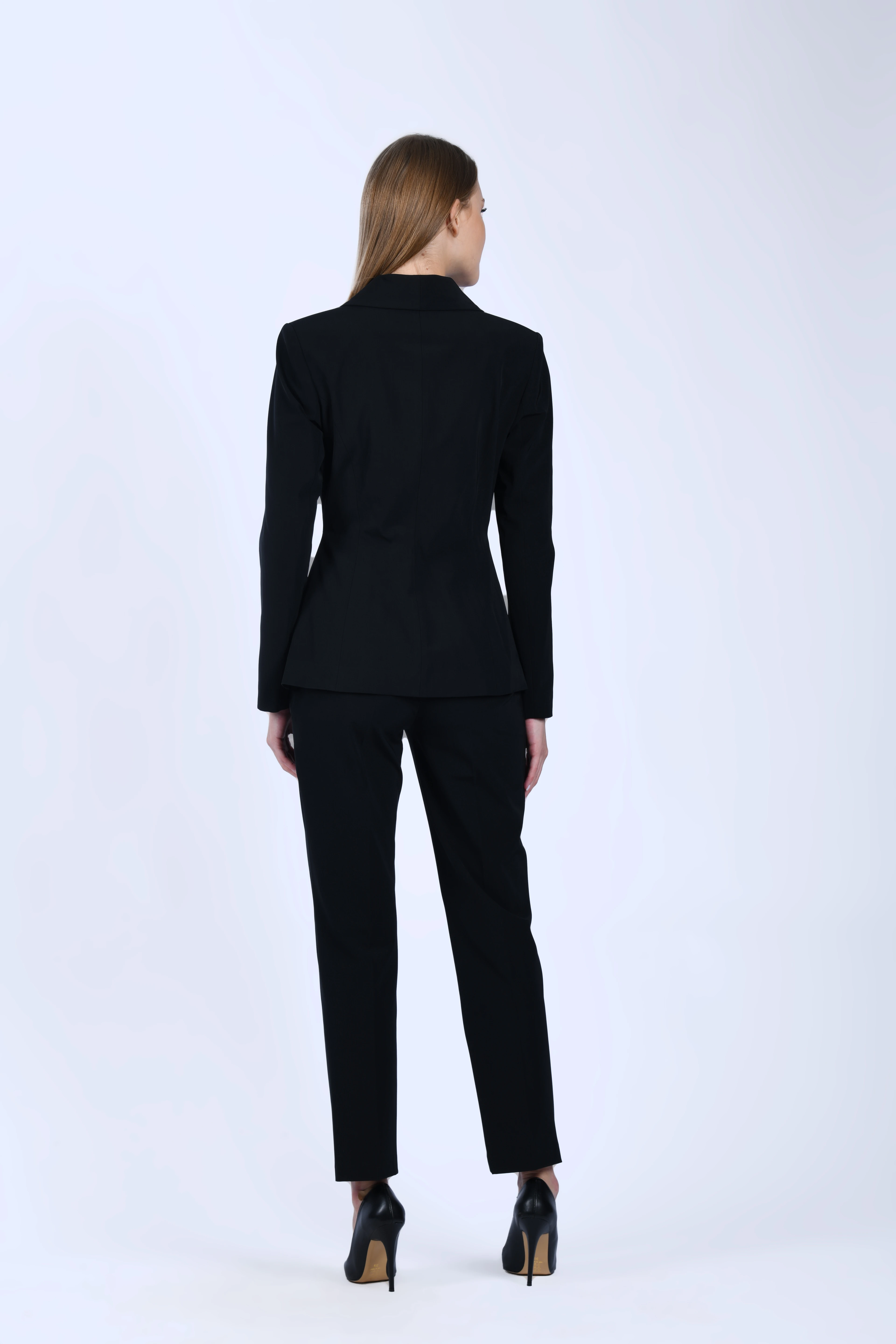 Siyah Yanı Pile Detaylı Blazer Ceket - QC91