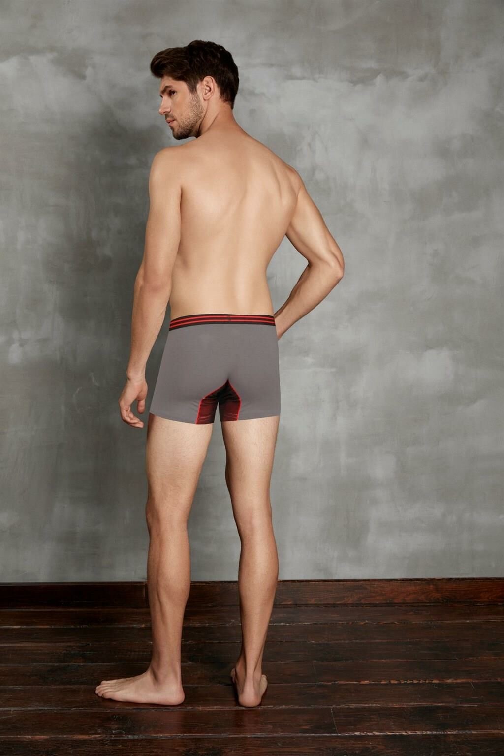Doreanse 1752 Elegant Bel Bantlı Kırmızı Detaylı Boxer Erkek Boxer