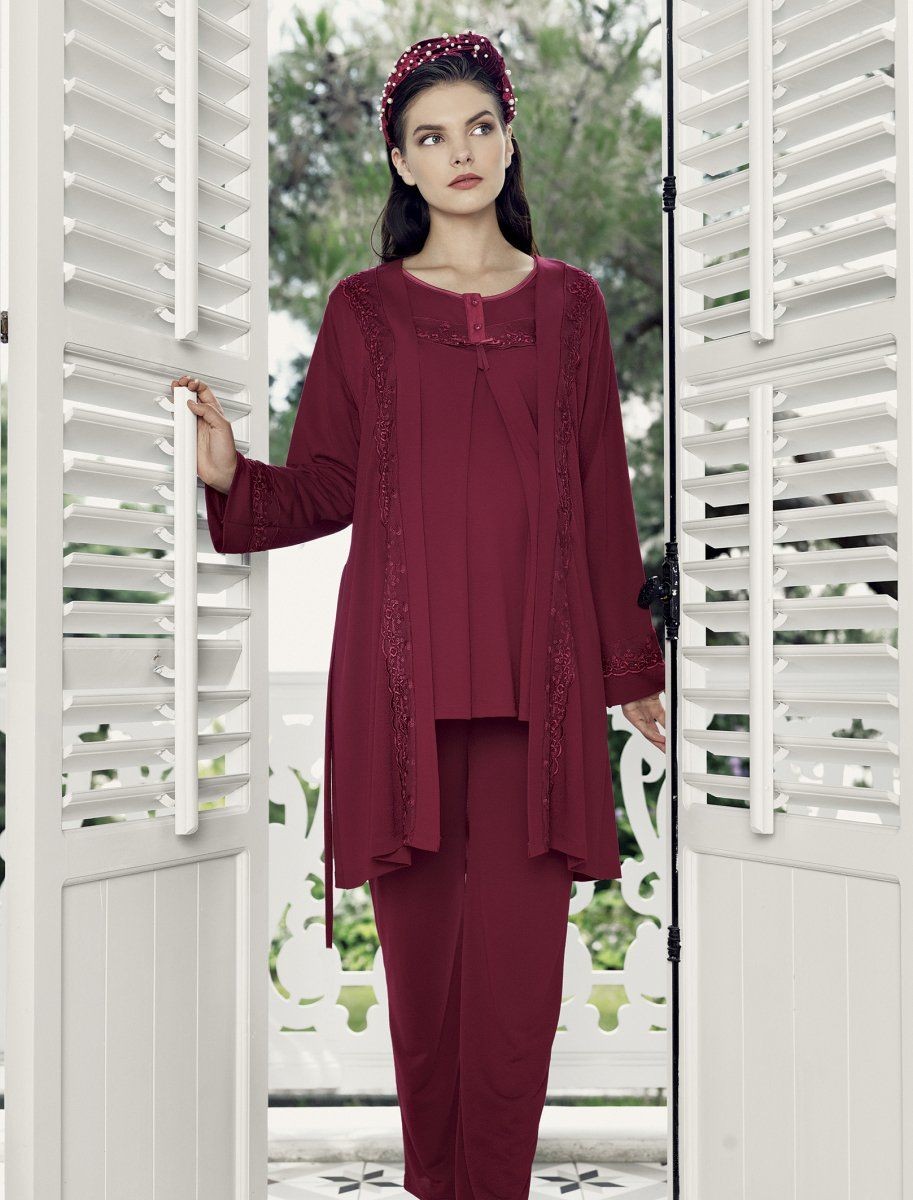 Artış 7306 3'lü Sabahlıklı Lohusa Pijama Takımı