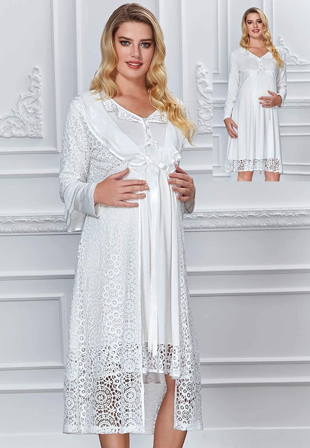 Mariliyn 2988 Gecelik Sabahlık Takım  - Krem - L