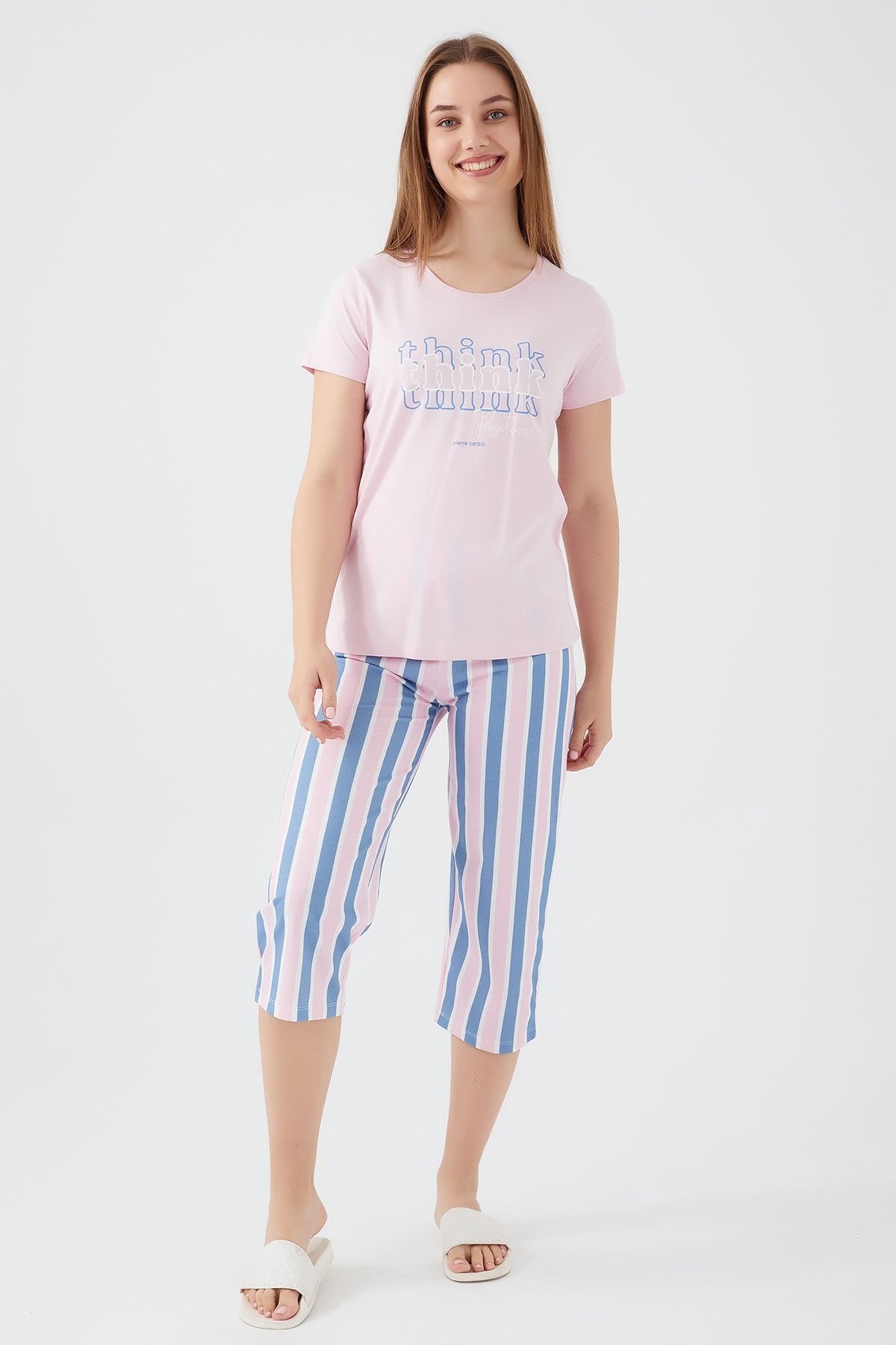 Pierre Cardin 8595 Bayan Kısa Kol Pijama Takımı  - AÇIK PEMBE - L