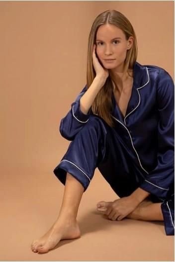 Pierre Cardin 1200 Kadın Uzun Kollu Saten Pijama Takımı