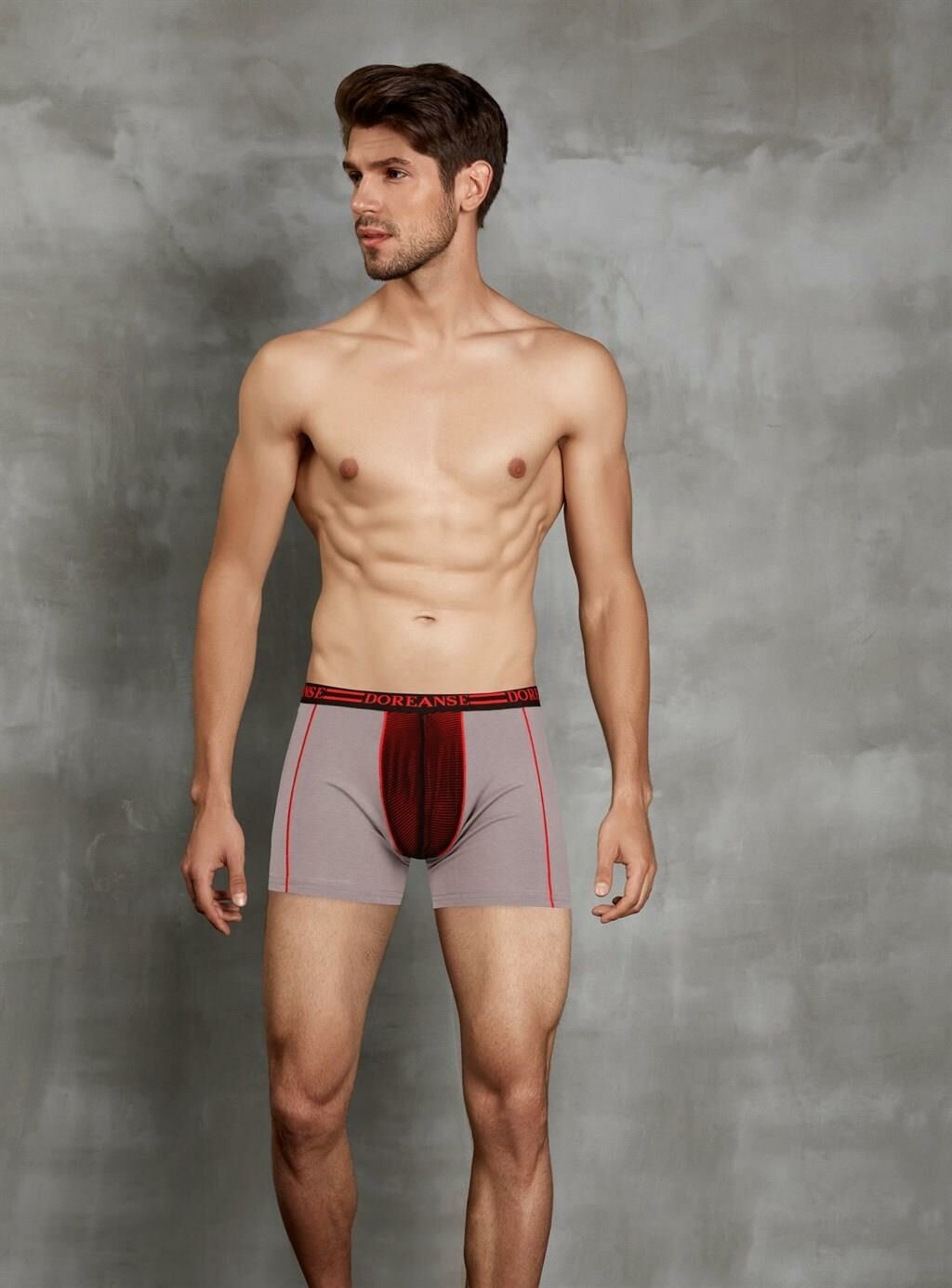 Doreanse 1752 Elegant Bel Bantlı Kırmızı Detaylı Boxer Erkek Boxer