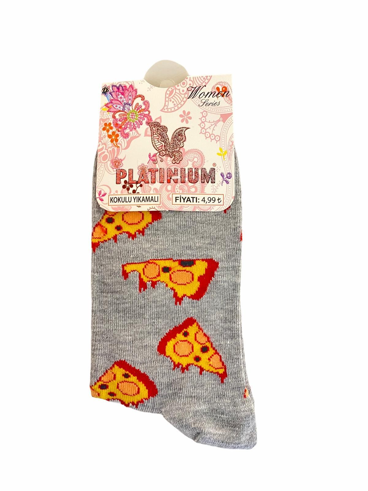 Süper Socks 010 Bayan Pizza Emojili Soket Çorap  - Asorti - STD