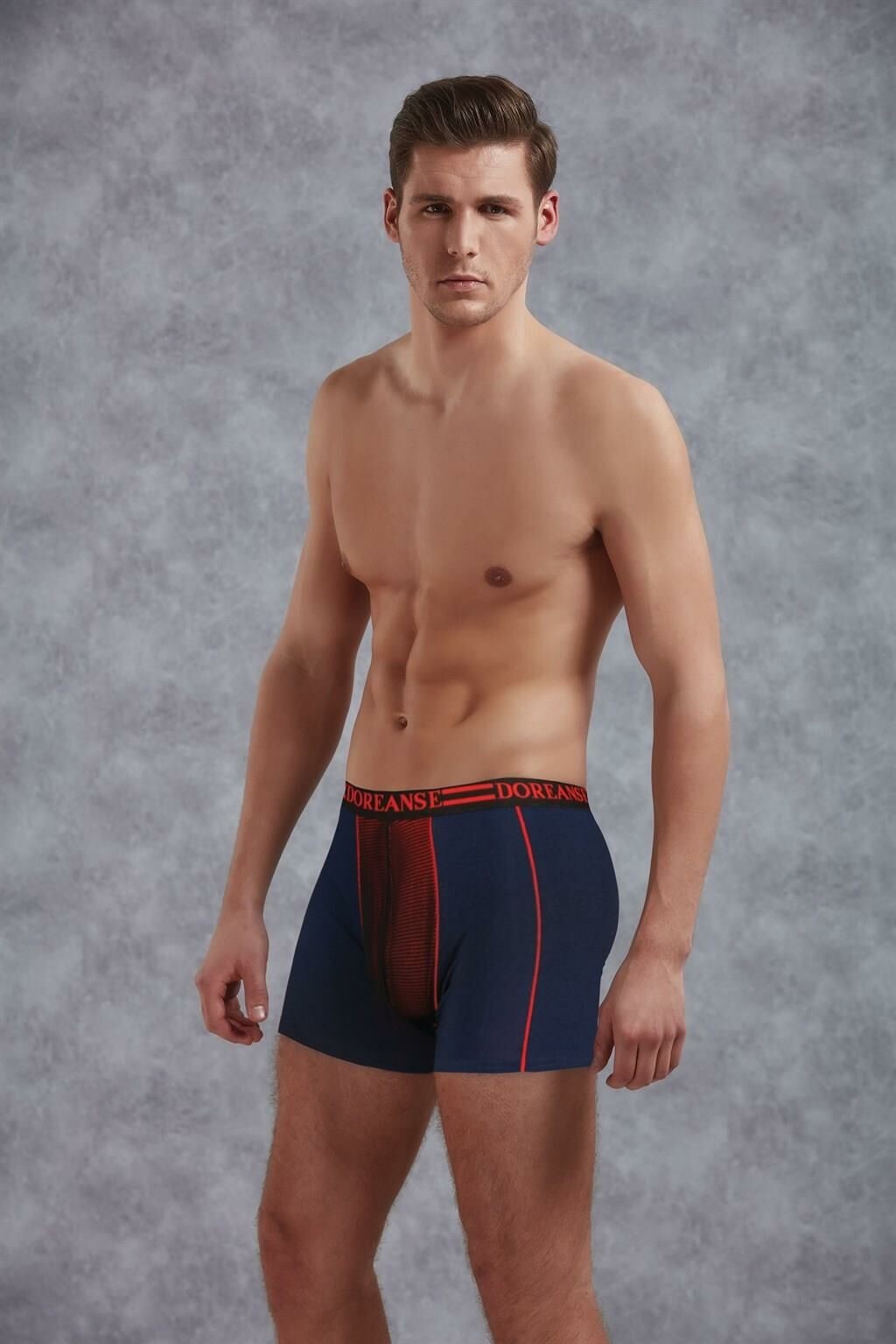 Doreanse 1752 Elegant Bel Bantlı Kırmızı Detaylı Boxer Erkek Boxer
