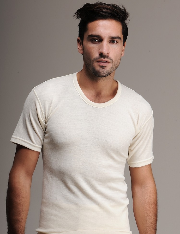 Hasyün 100 Erkek Yün Fanila Kısa Kol  - Ten - 2XL