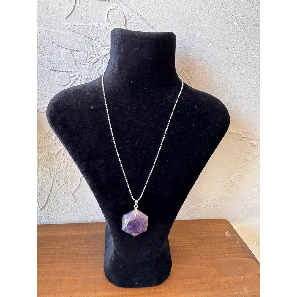 Ruhun Kalkanı  Ametist Taşlı Çelik Kolye