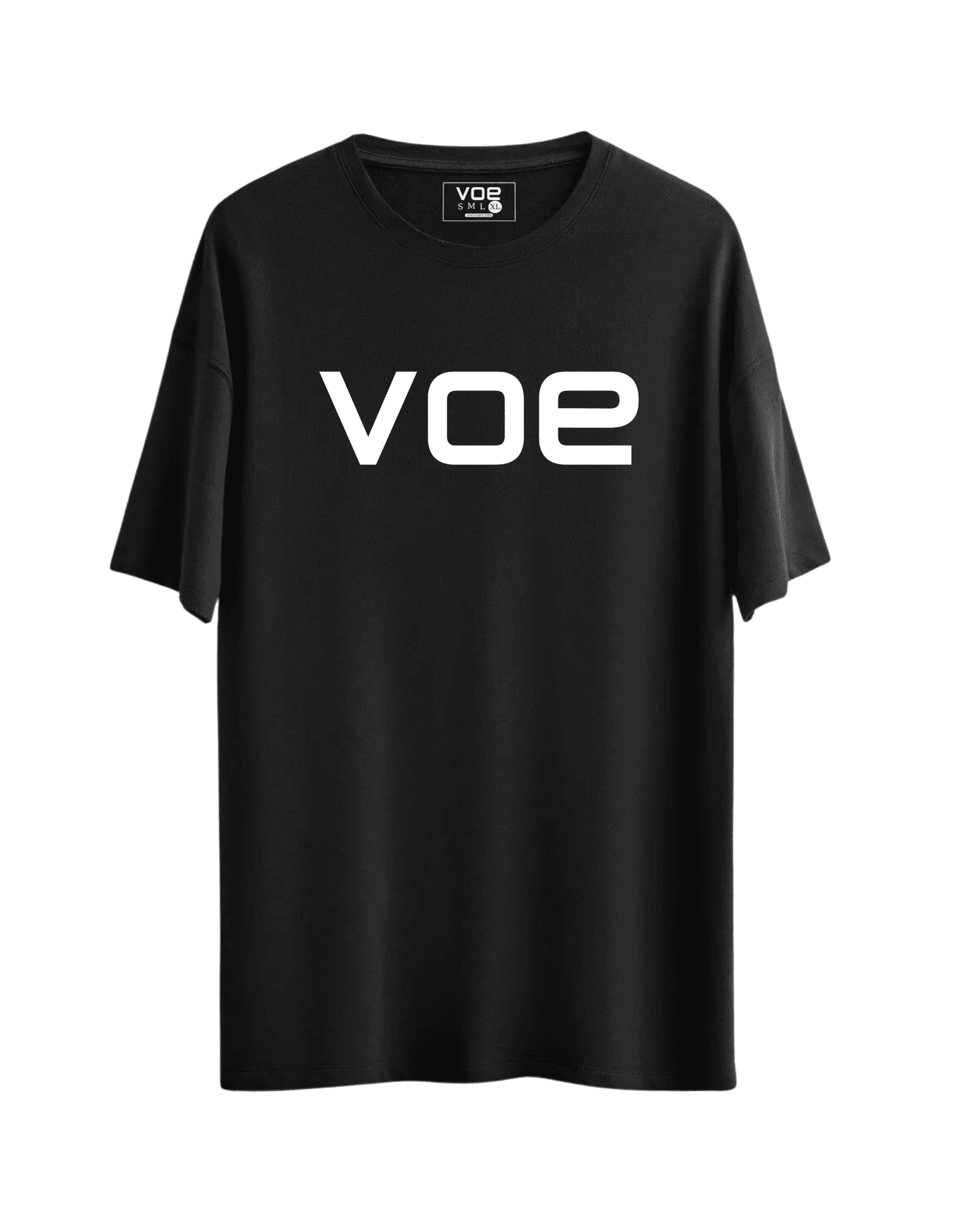 VOE BASKILI OVERSIZE T'SHIRT - SİYAH