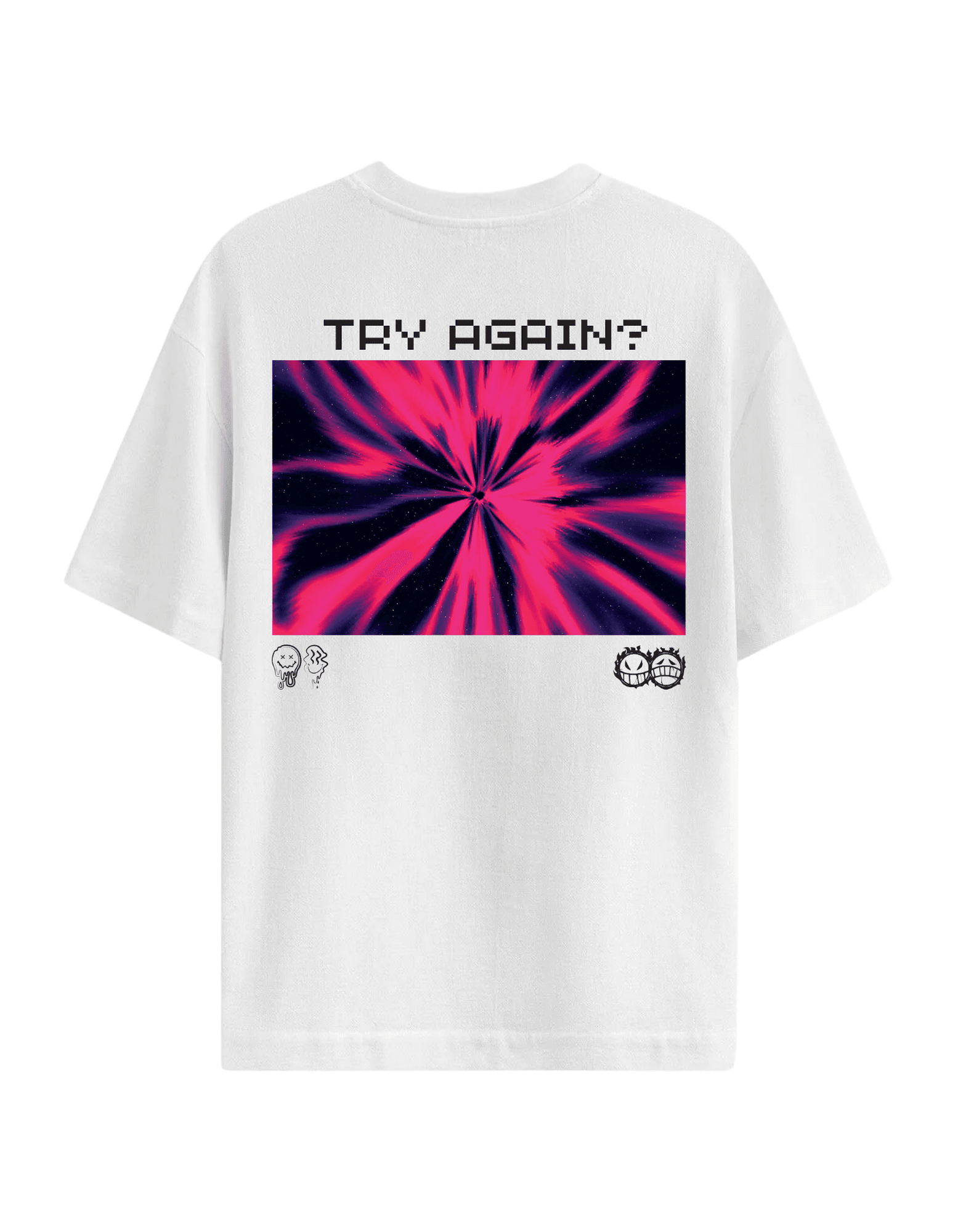 VOE TRY AGAIN OVERSIZE T'SHIRT - BEYAZ