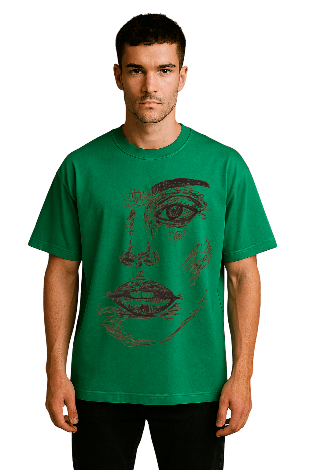 VOE KARA KALEM BASIC T'SHIRT - YEŞİL