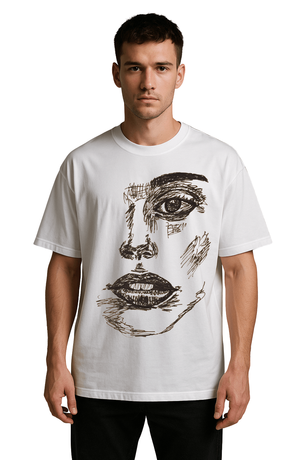 VOE KARA KALEM BASIC T'SHIRT - BEYAZ