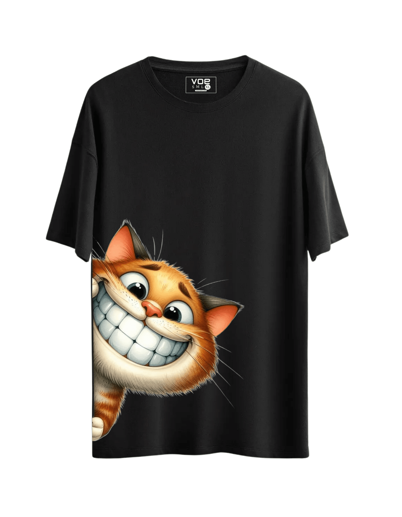 VOE KEDİ OVERSIZE T'SHIRT - SİYAH