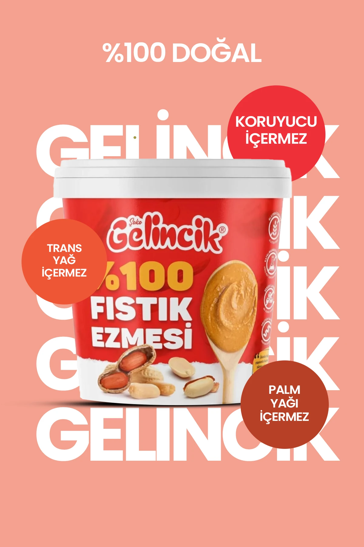 Fıstık Ezmesi Şekersiz %100 Saf Doğal Katkısız Taze Çekim Glutensiz Doğal Fıstık Ezmesi 1 KG