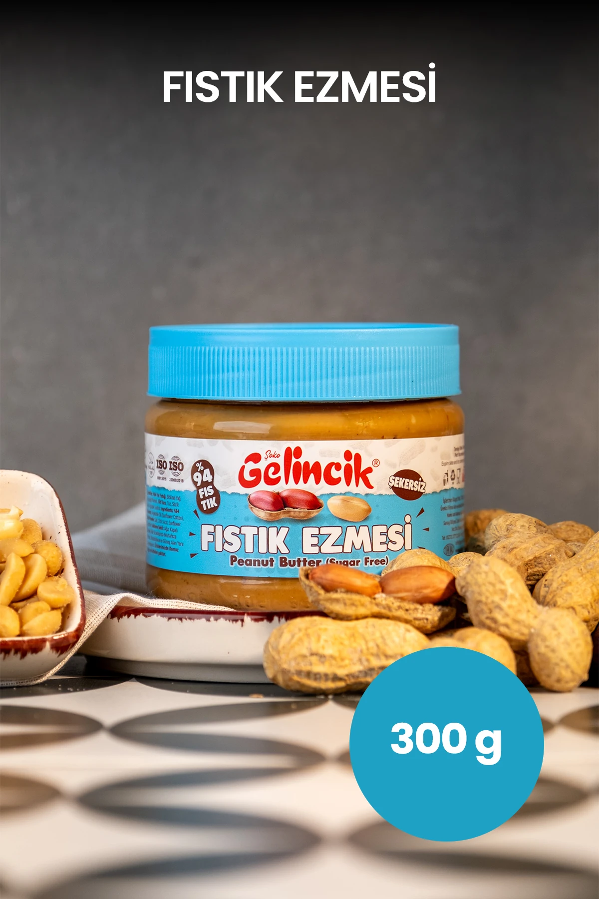 Kahvaltılık Sürülebilir Doğal Katkısız 300gr Özel Üretim Şekersiz Fıstık Ezmesi Krem